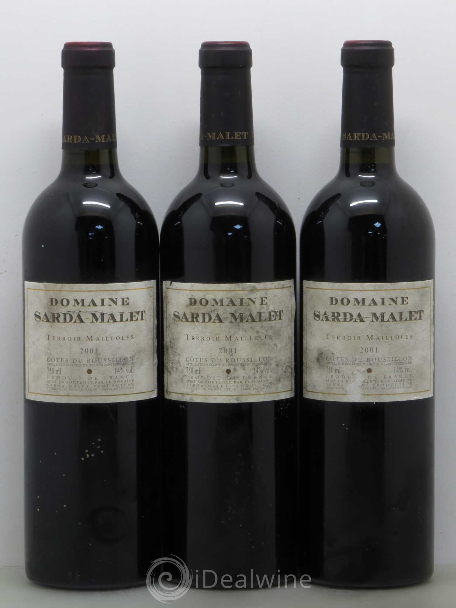 Côtes du Roussillon Domaine Sarda-Malet Terroir de Mailloles Jérôme Malet 2001 - Lot de 3 bouteilles - 0