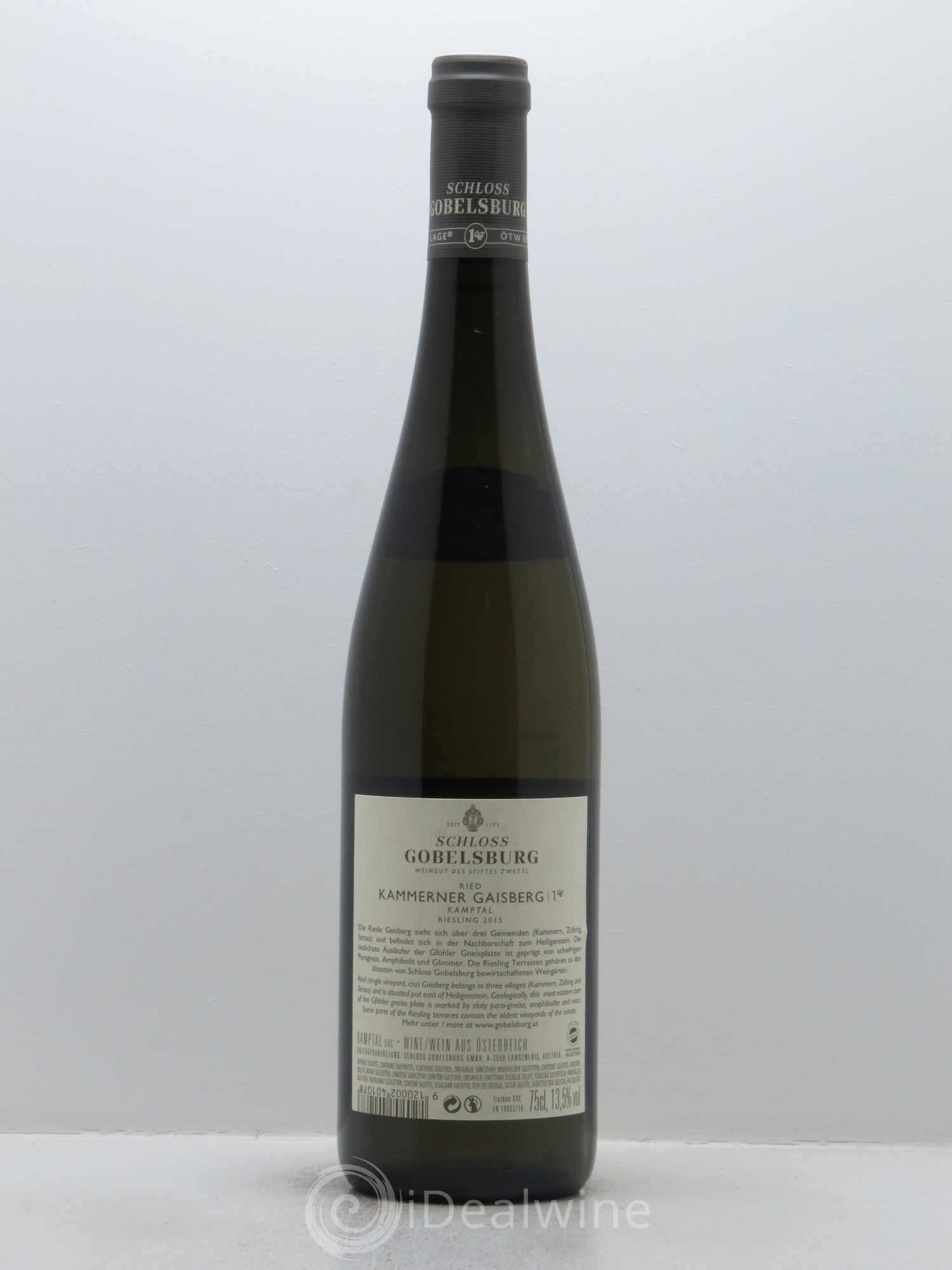 Riesling Schloss Gobelsburg Gaisberg Estre Lage 2015 - Lot de 1 bouteille - 1