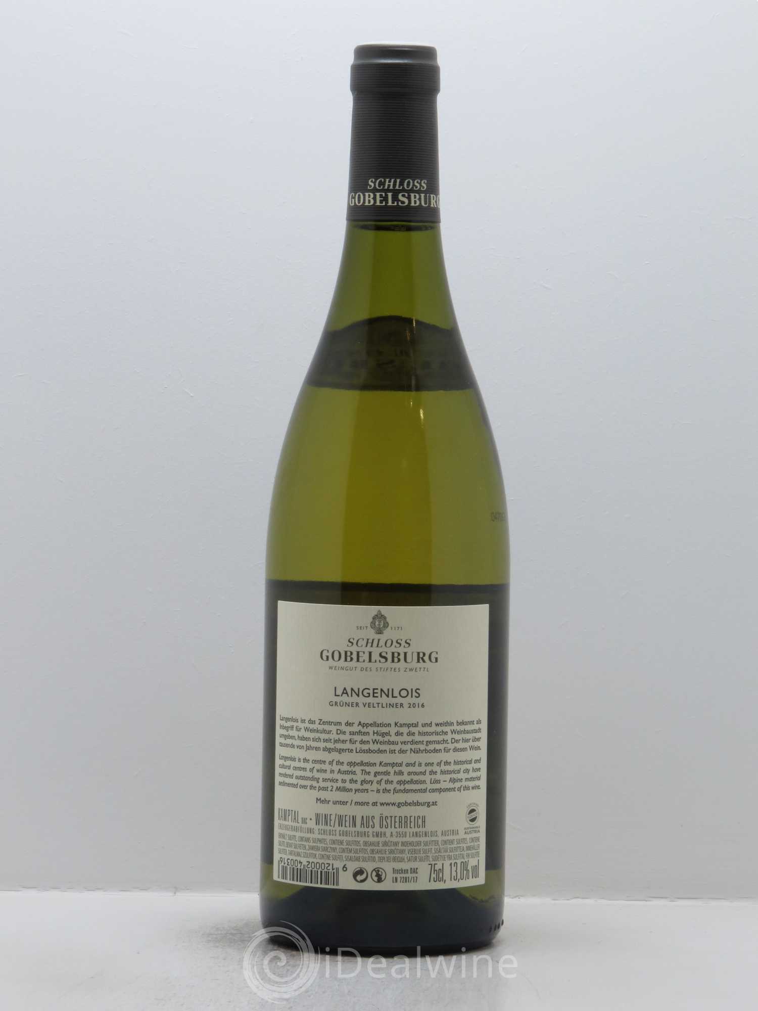 Gruner Veltliner Schloss Gobelsburg Langenlois 2016 - Lot de 1 bouteille - 1