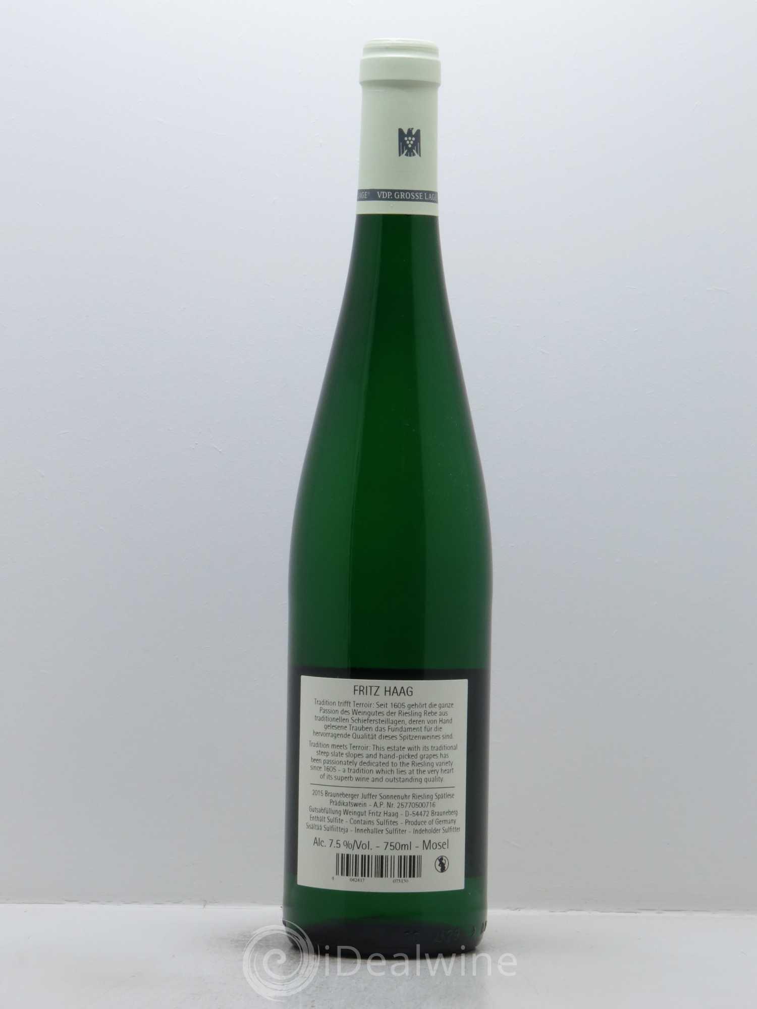 Riesling Fritz Haag Brauneberger Juffer Sonnenuhr Spätlese 2015 - Lotto di 1 bottiglia - 1