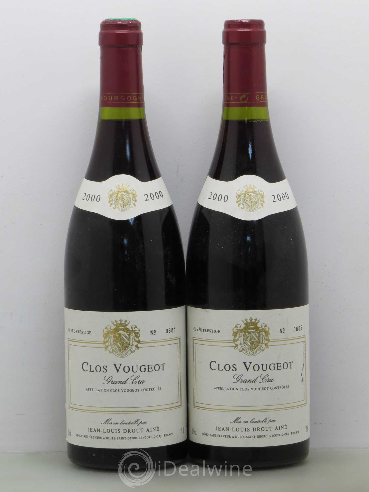 Clos de Vougeot Grand Cru Jean Louis Drout Ainé 2000 - Posten von 2 Flaschen - 0