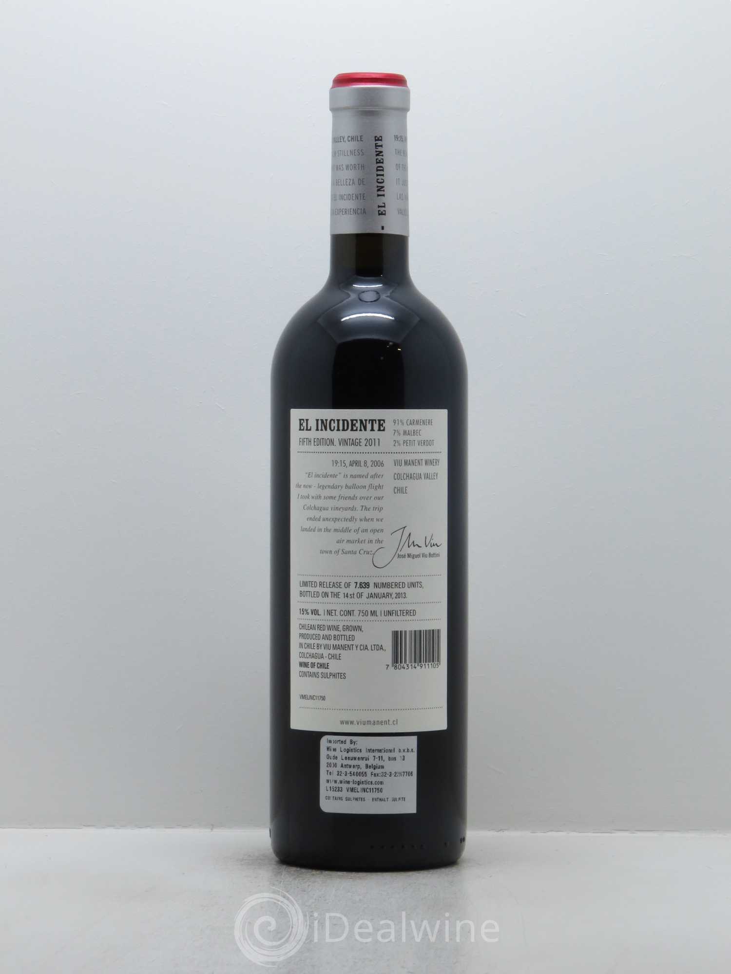 Colchagua Viu Manent El Incidente 2011 - Lot de 1 bouteille - 1