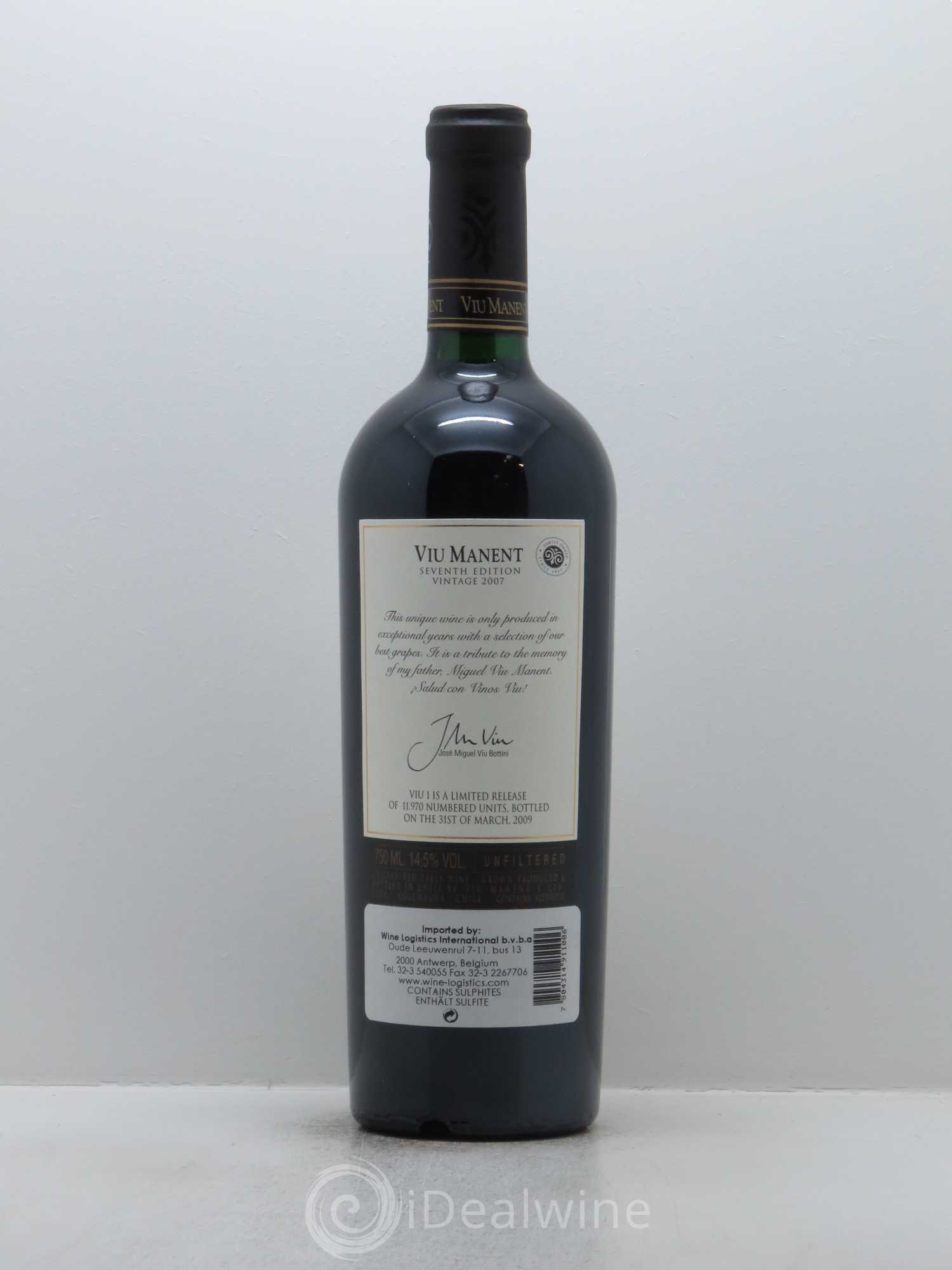 Colchagua Viu Manent Viu 1 2007 - Lot de 1 bouteille - 1