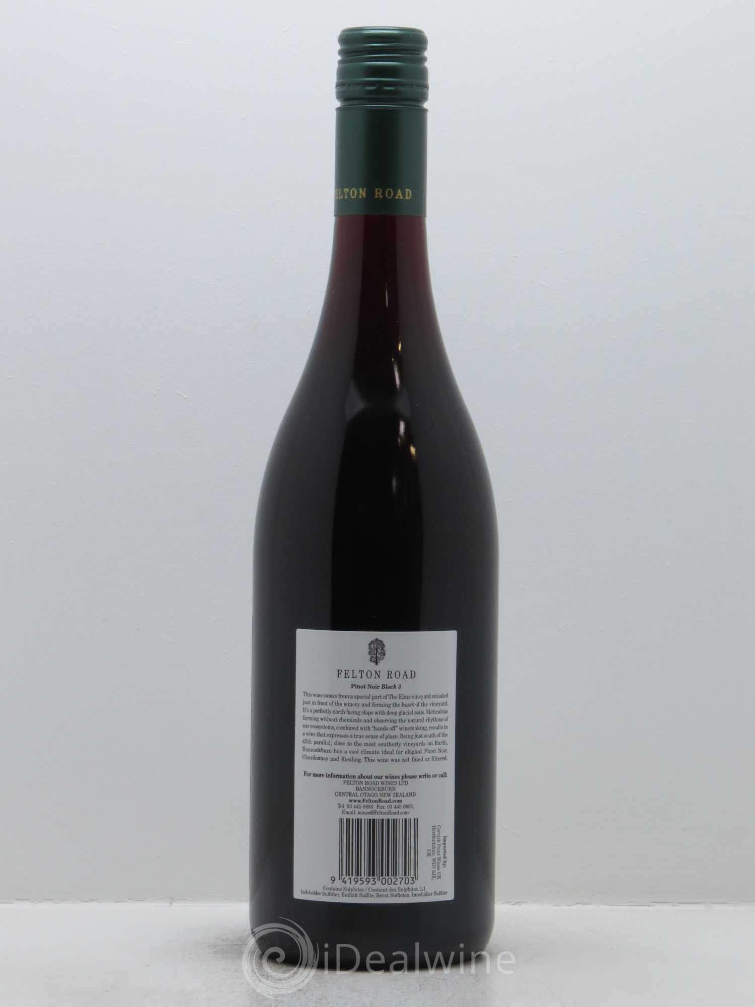 Central Otago Felton Road Block 3 Pinot Noir 2016 - Lot de 1 bouteille - 1