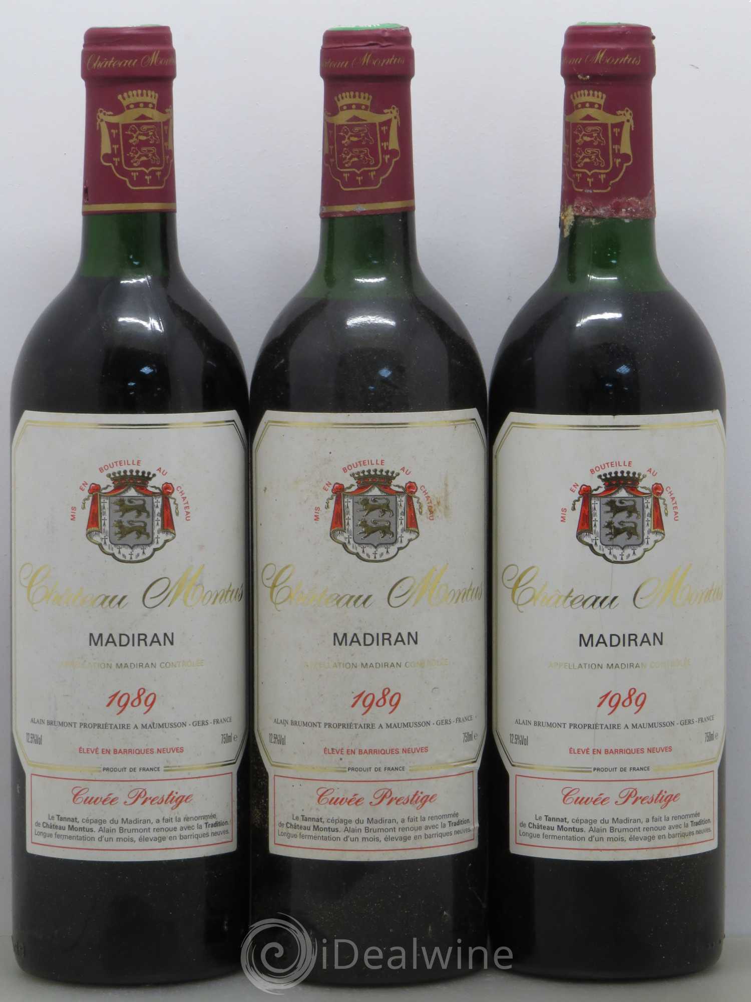Madiran Château Montus-Prestige Alain Brumont 1989 - Lot de 3 bouteilles - 0