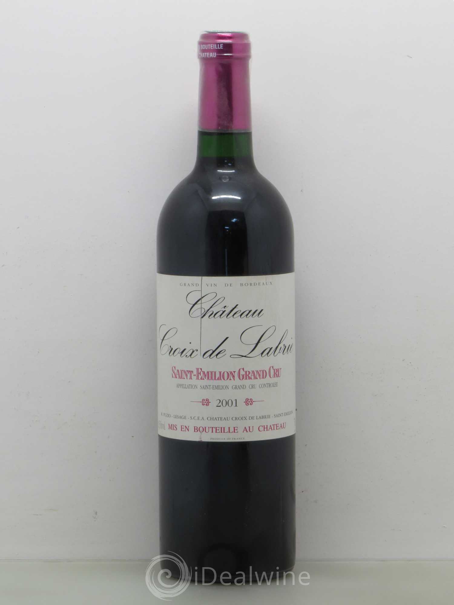 Château Croix de Labrie Grand Cru Classé 2001 - Lot de 1 bouteille - 0