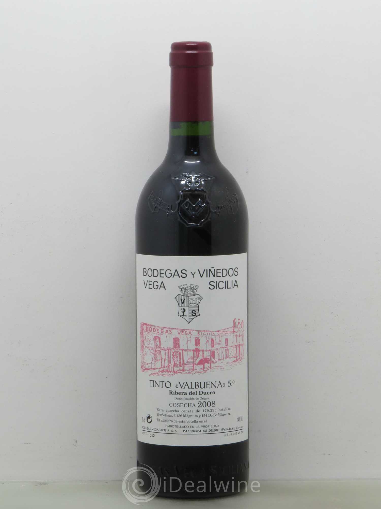 Ribera Del Duero DO Vega Sicilia Valbuena 5 ano Famille Alvarez 2008 - Lot de 1 bouteille - 0