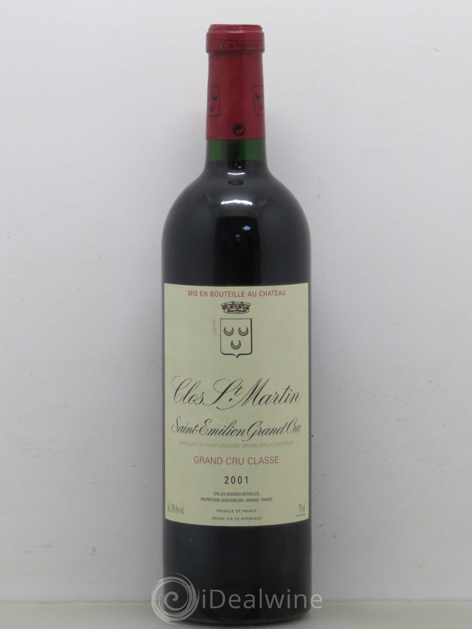 Clos Saint Martin Grand Cru Classé 2001 - Lot de 1 bouteille - 0