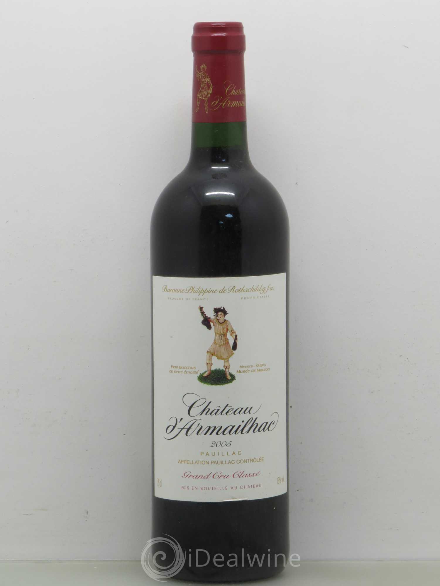Château d' Armailhac - Mouton Baron(ne) Philippe 5ème Grand Cru Classé 2005 - Lot de 1 bouteille - 0