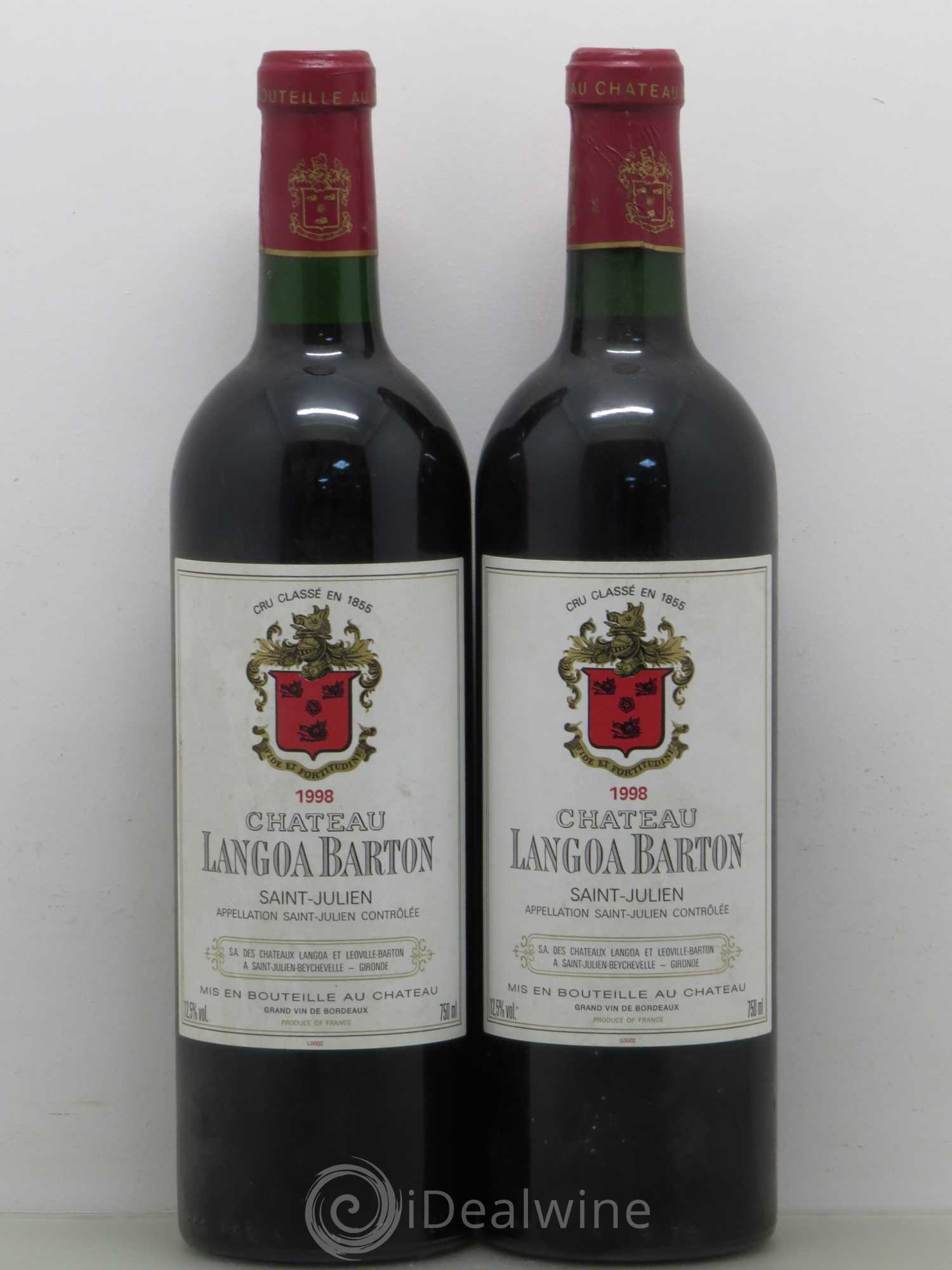 Château Langoa Barton 3ème Grand Cru Classé 1998 - Lot de 2 bouteilles - 0