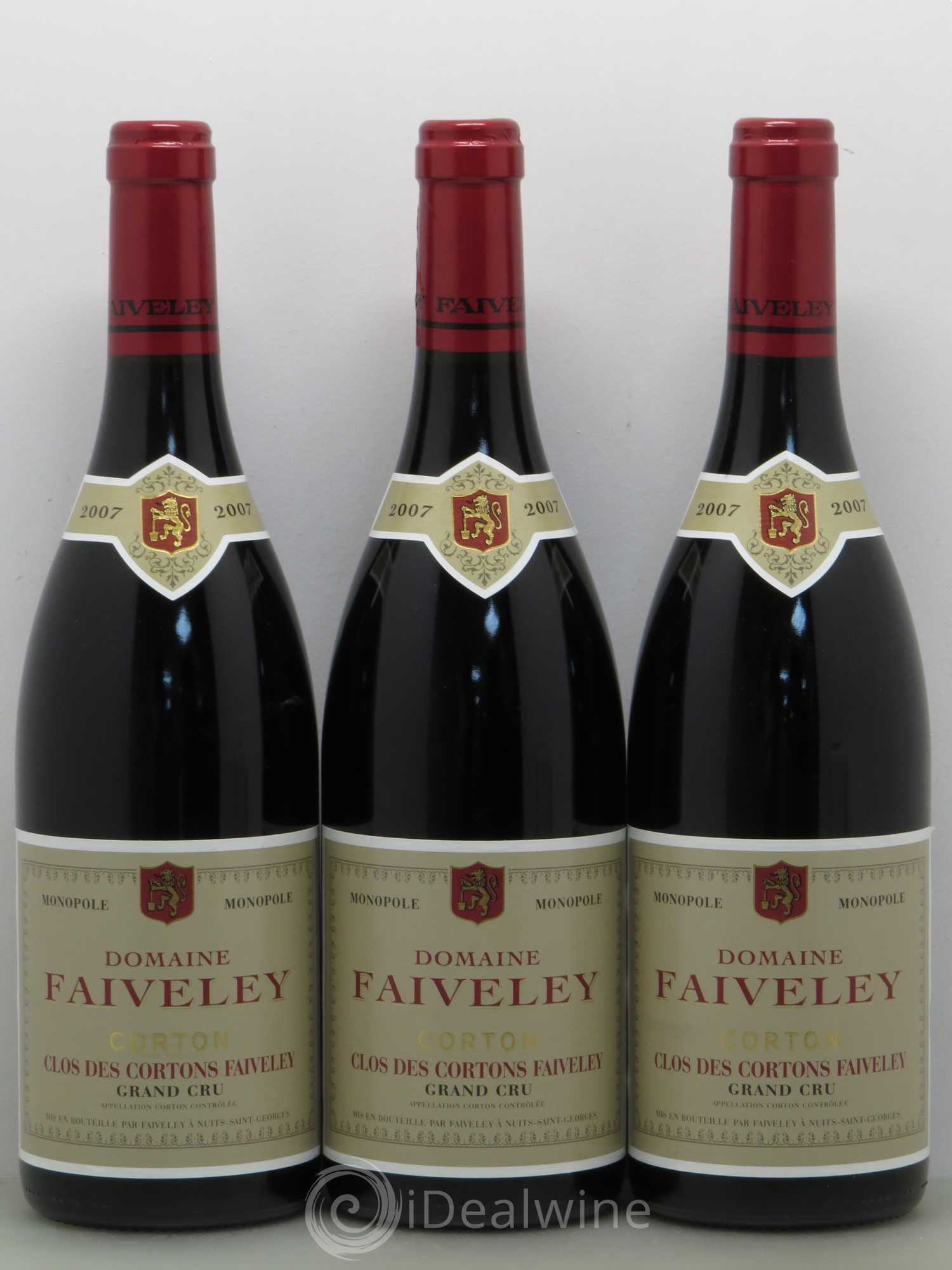 Corton Grand Cru Clos des Cortons Faiveley 2007 - Lot de 3 bouteilles - 0