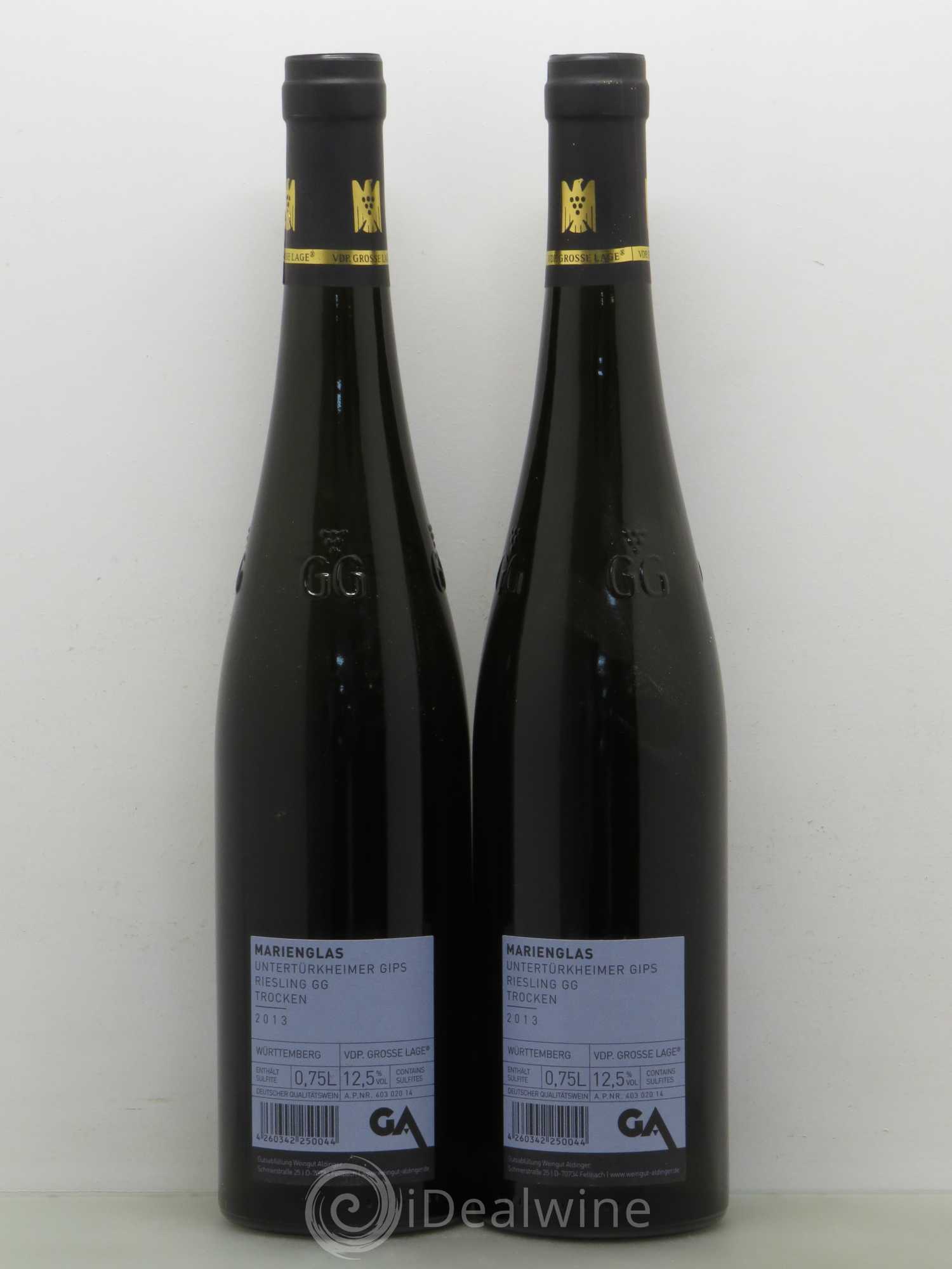 Riesling Marienglas Untertürkheimer Gipps Aldinger Riesling GG Trocken 2013 - Posten von 2 Flaschen - 1