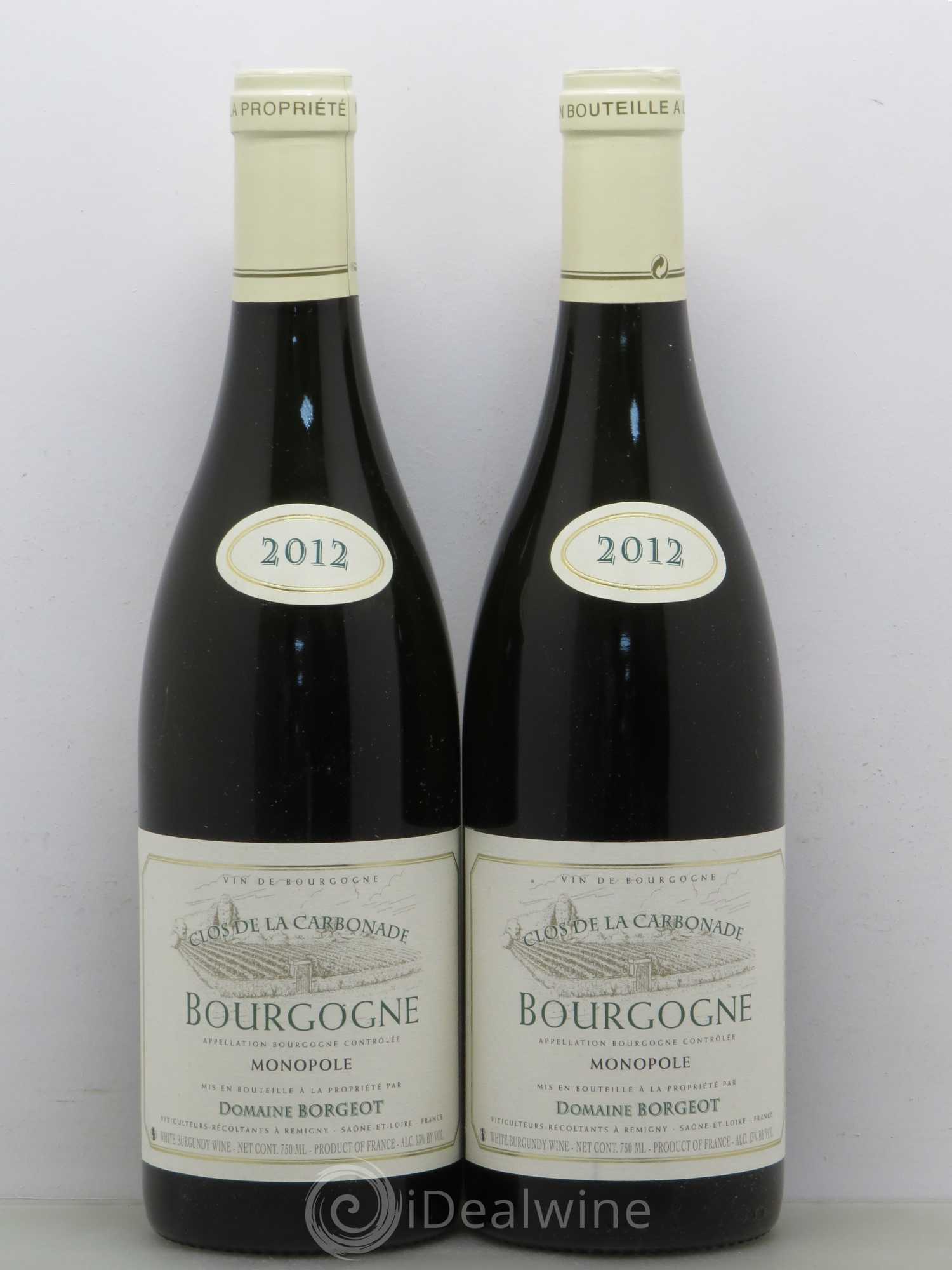 Bourgogne Clos De La Carbonade Borgeot 2012 - Posten von 2 Flaschen - 0
