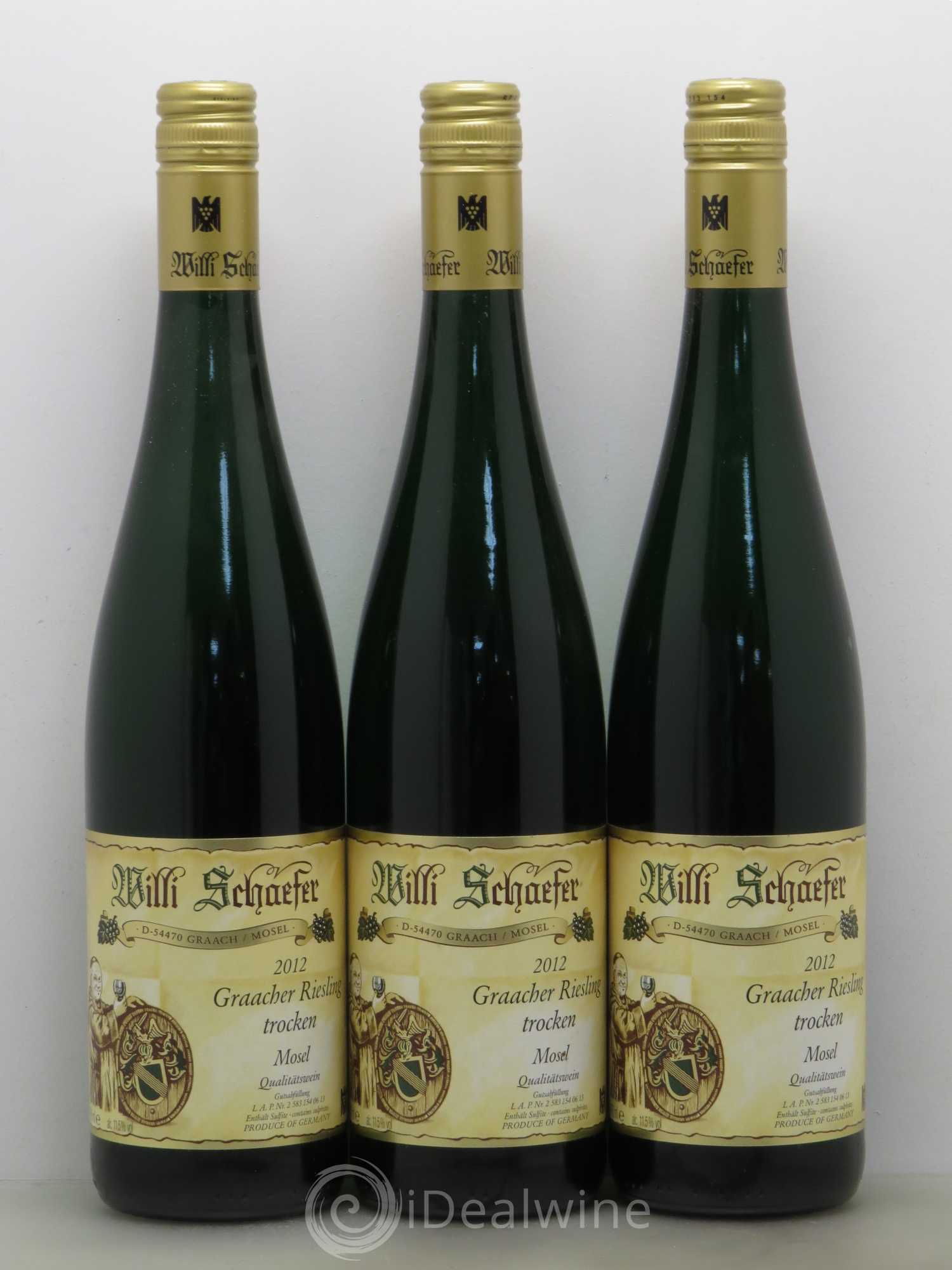 Allemagne Mosel-Saar Graacher Riesling Trocken Riesling Graach Wlili Schaefer 2012 - Posten von 5 Flaschen - 1