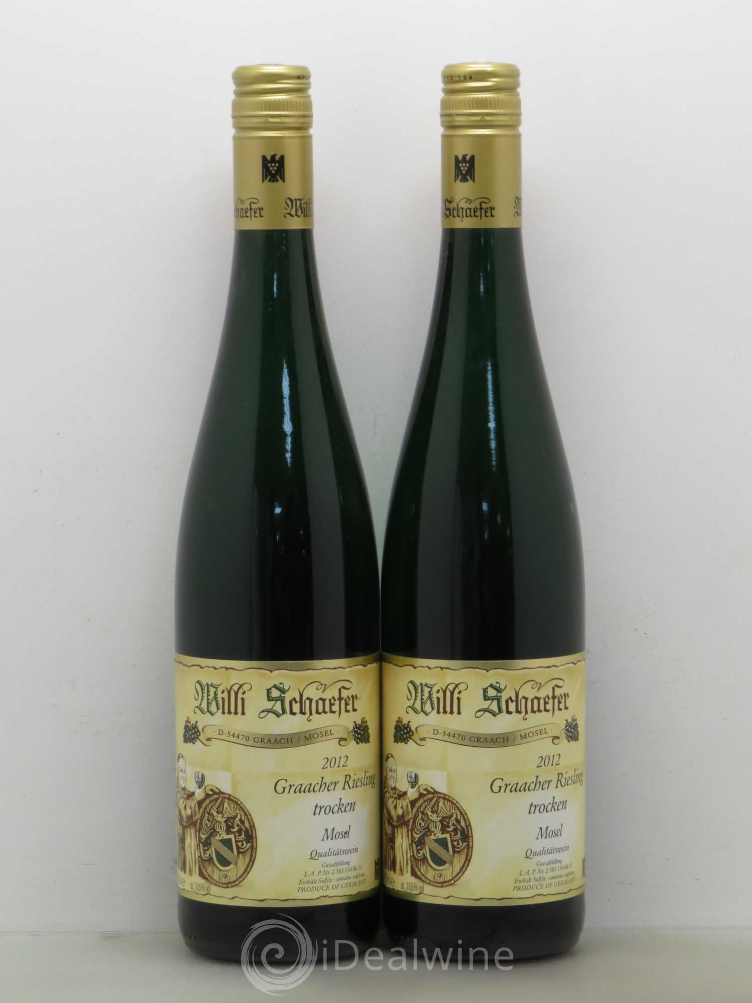 Allemagne Mosel-Saar Graacher Riesling Trocken Riesling Graach Wlili Schaefer 2012 - Posten von 5 Flaschen - 2