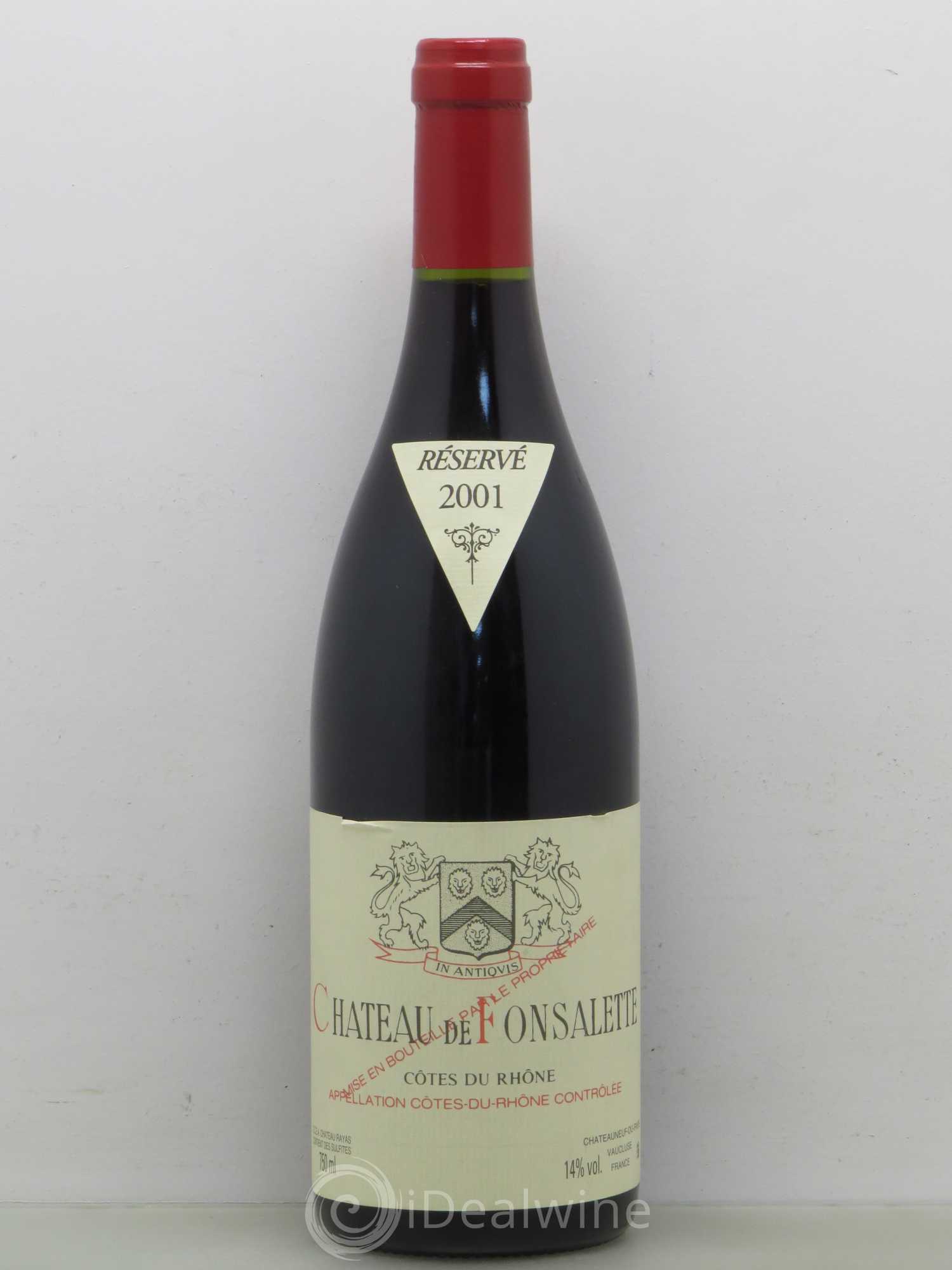Côtes-du-Rhône Château de Fonsalette Emmanuel Reynaud 2001 - Lot de 1 bouteille - 0