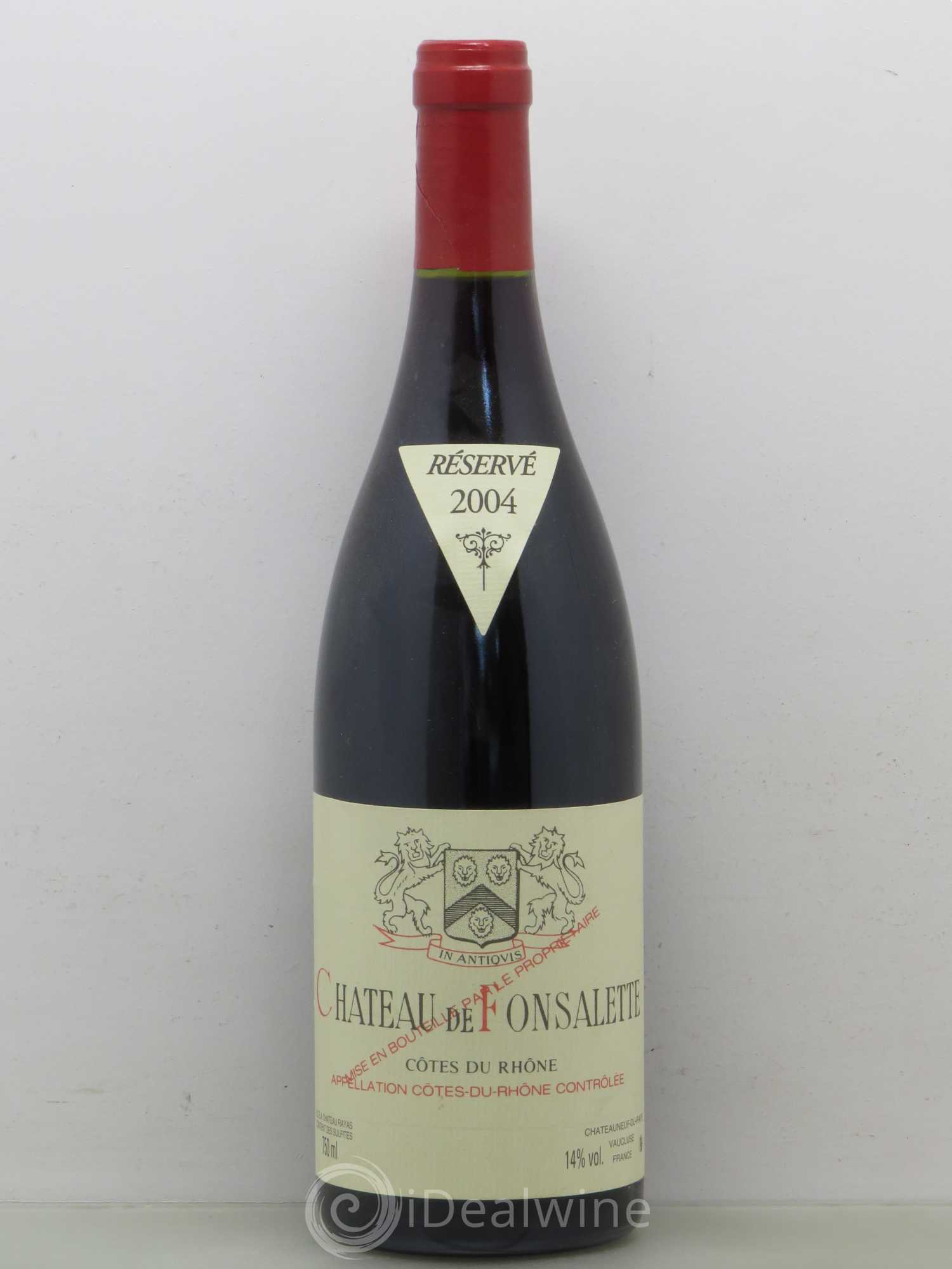 Côtes-du-Rhône Château de Fonsalette Emmanuel Reynaud 2004 - Lot de 1 bouteille - 0