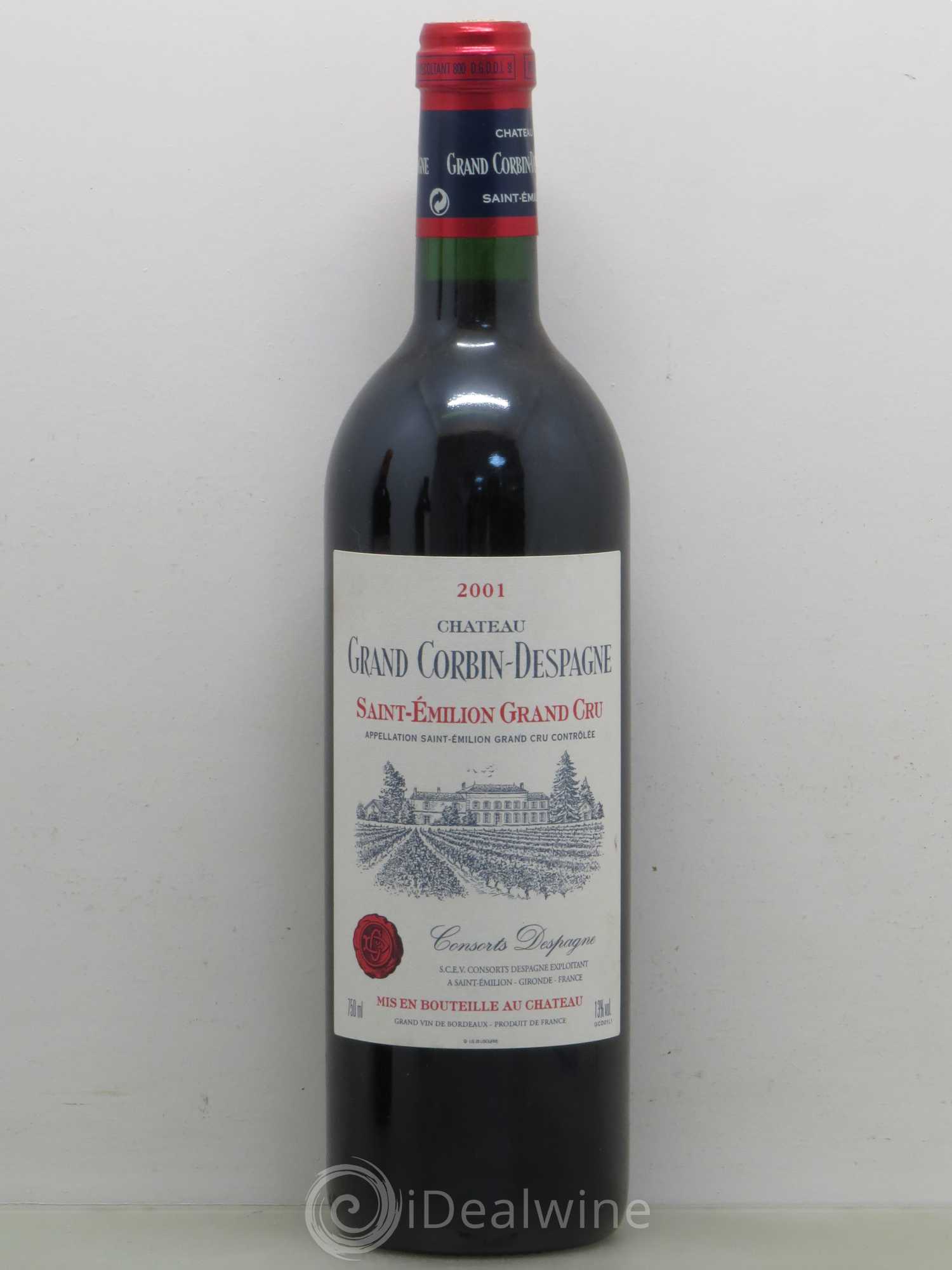 Château Grand Corbin Despagne Grand Cru Classé 2001 - Lot de 1 bouteille - 0