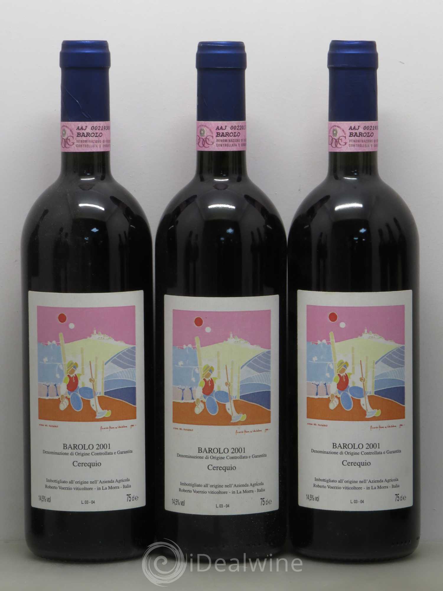 Barolo DOCG Cerequio Roberto Voerzio 2001 - Lot de 3 bouteilles - 0