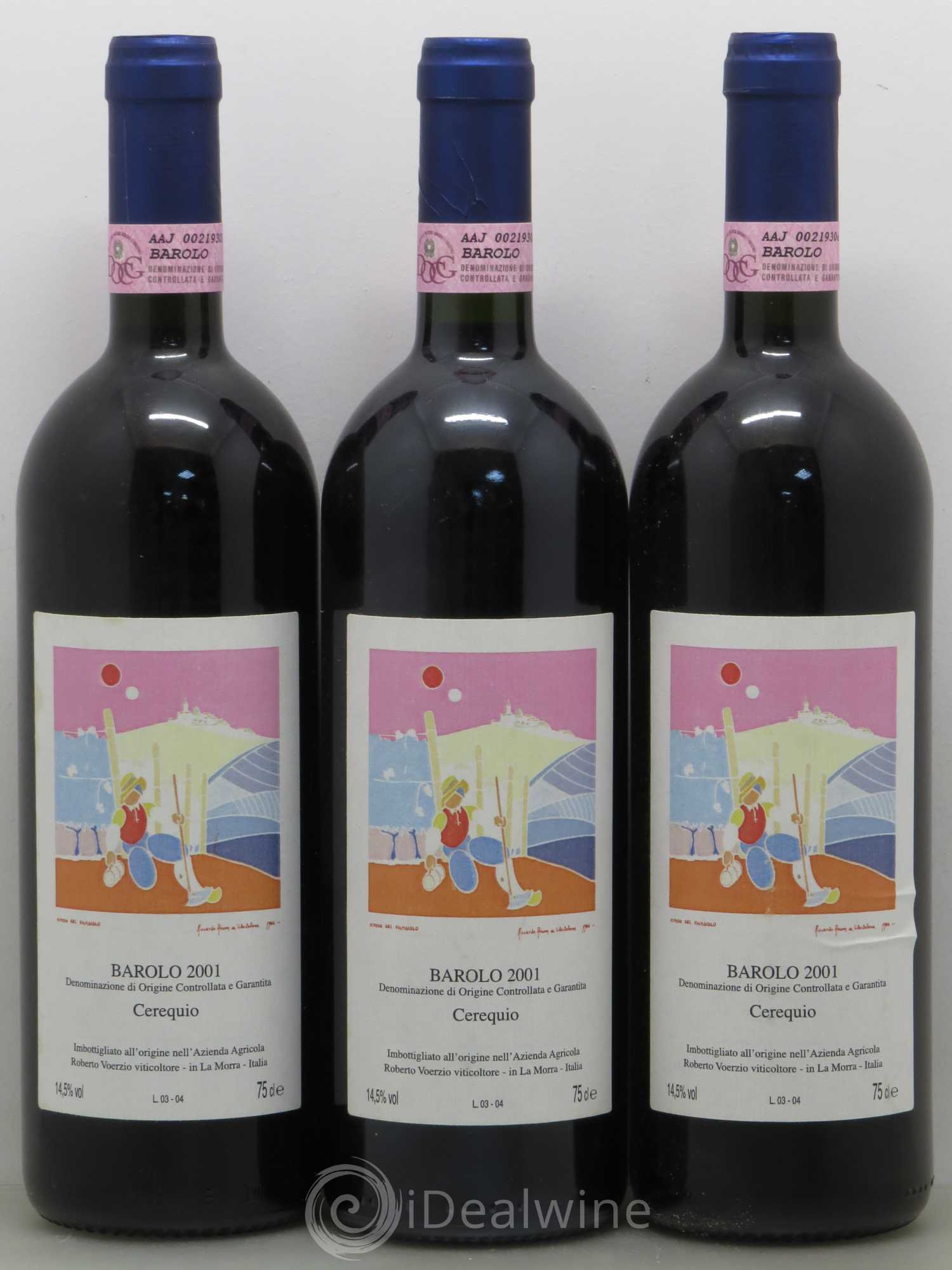 Barolo DOCG Cerequio Roberto Voerzio 2001 - Lot de 3 bouteilles - 0
