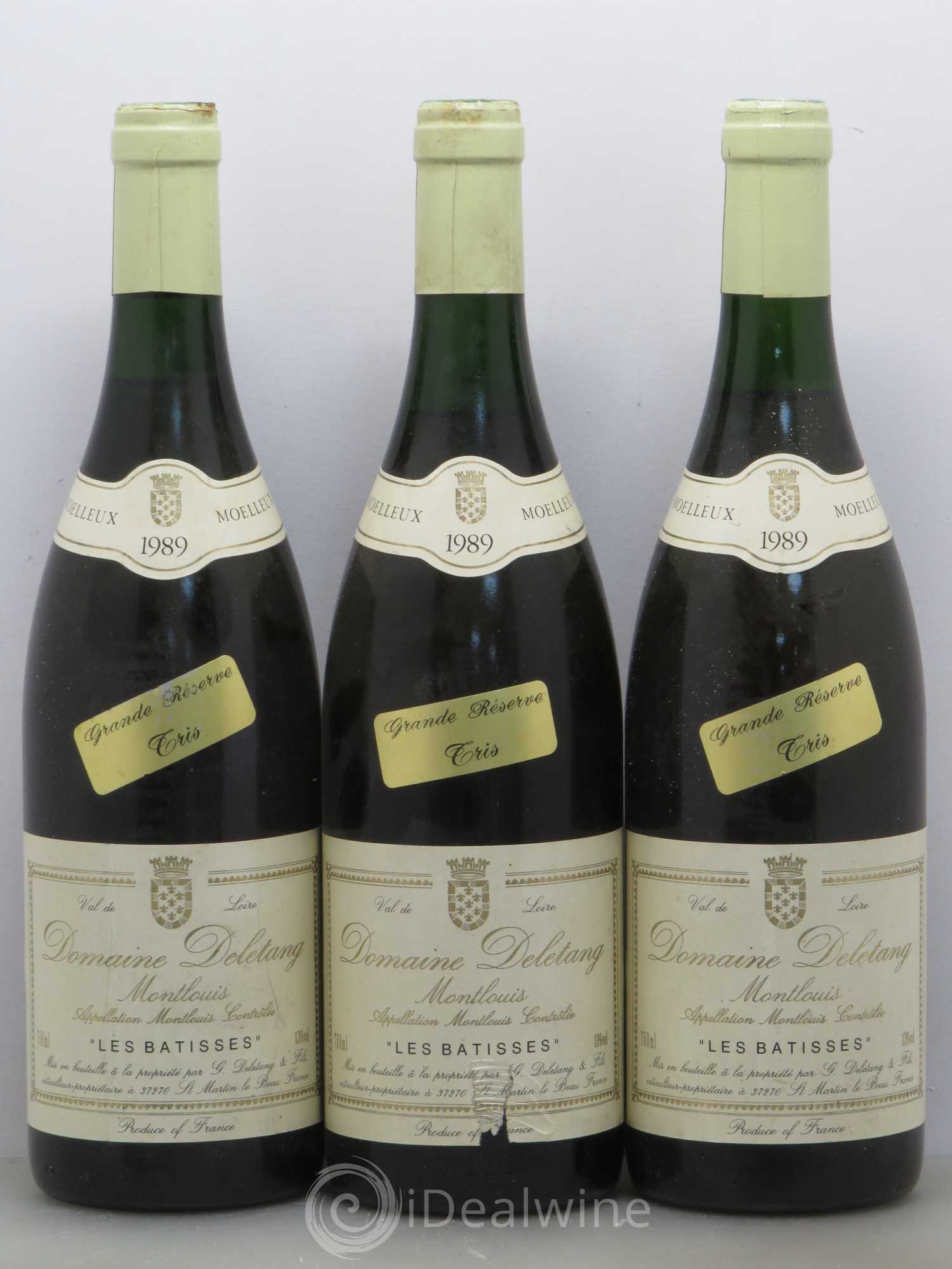 Montlouis-sur-Loire Montlouis Moelleux Les Bâtisses Grande Réserve Tris Domaine Deletang 1989 - Posten von 3 Flaschen - 0