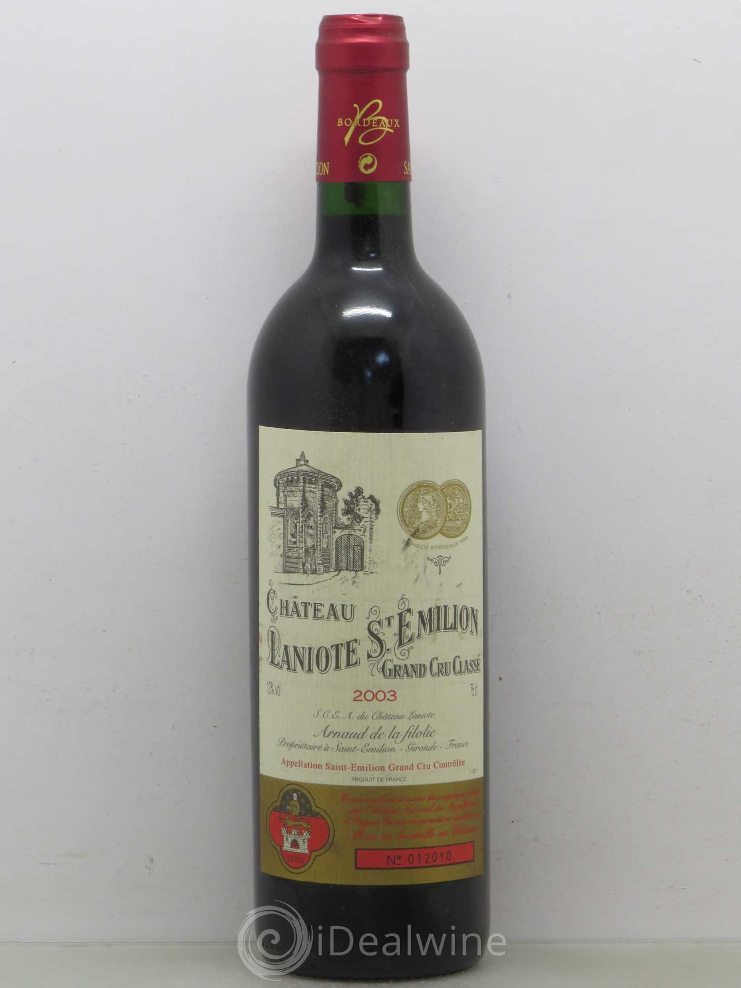 Château Laniote Grand Cru Classé 2003 - Lot de 1 bouteille - 0
