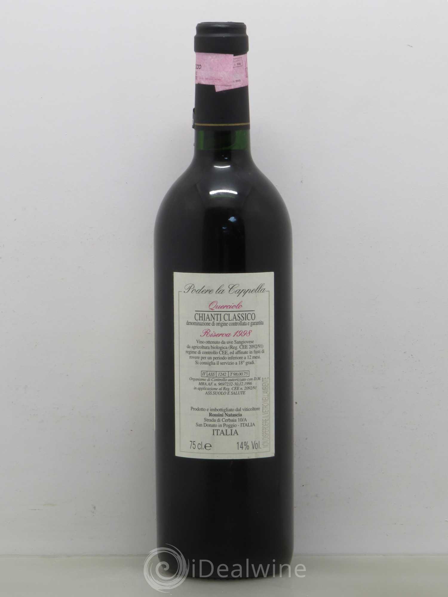 Chianti Classico DOCG Querciolo Podere La Cappella Chianti Classico Riserva 1998 - Lotto di 1 bottiglia - 1