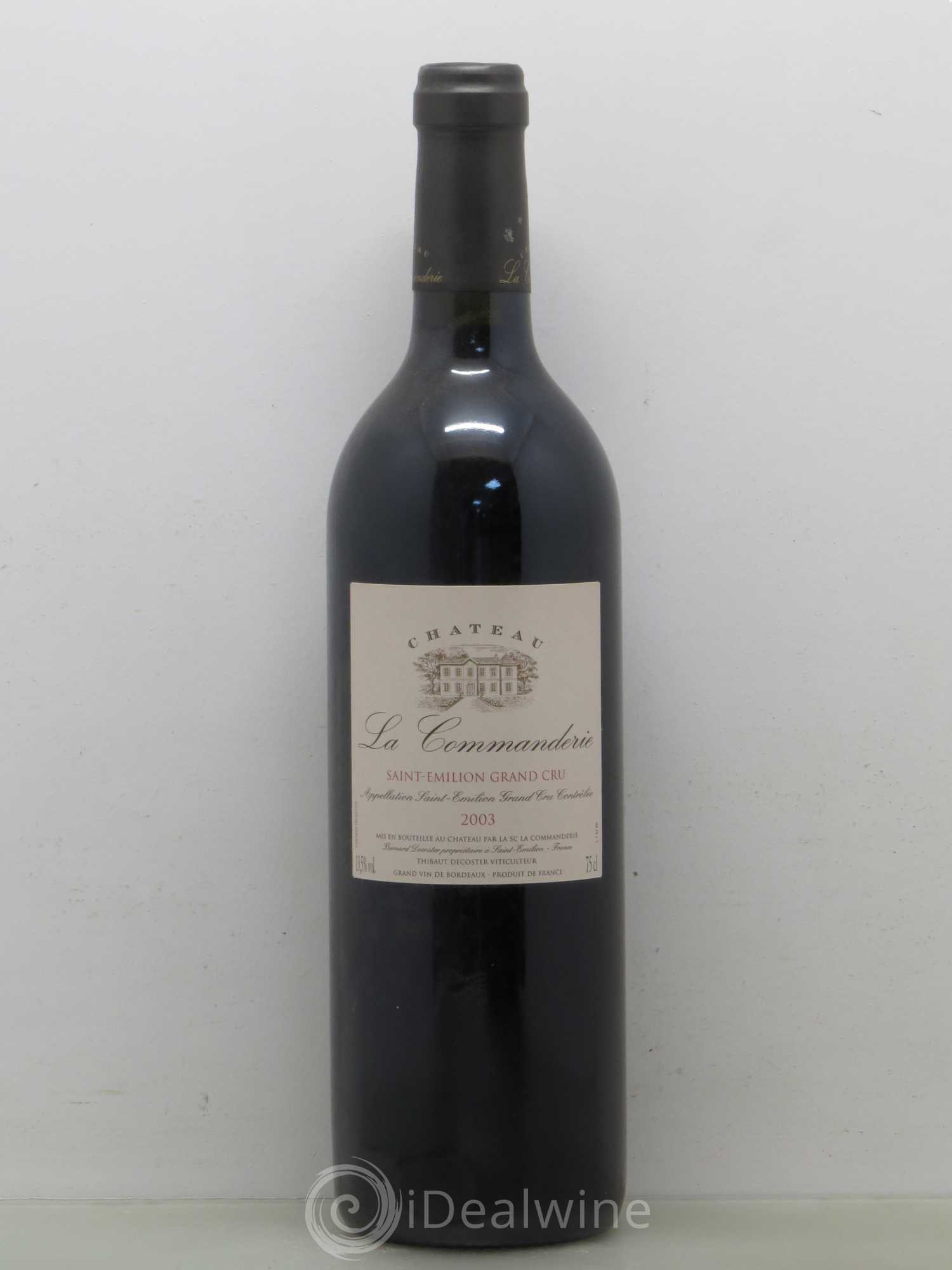 Château la Commanderie Grand Cru Classé 2003 - Lot de 1 bouteille - 0