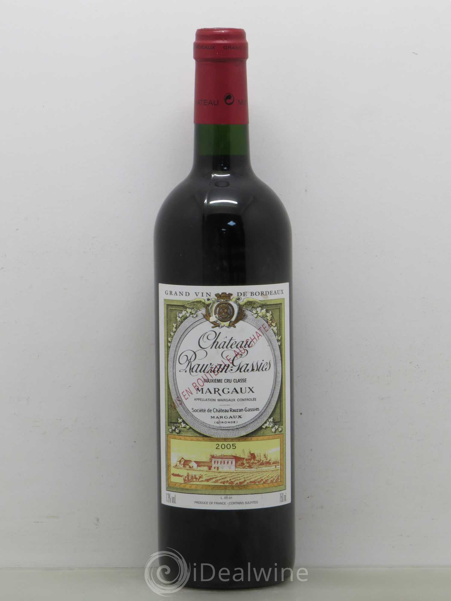 Château Rauzan-Gassies 2ème Grand Cru Classé 2005 - Lot de 1 bouteille - 0