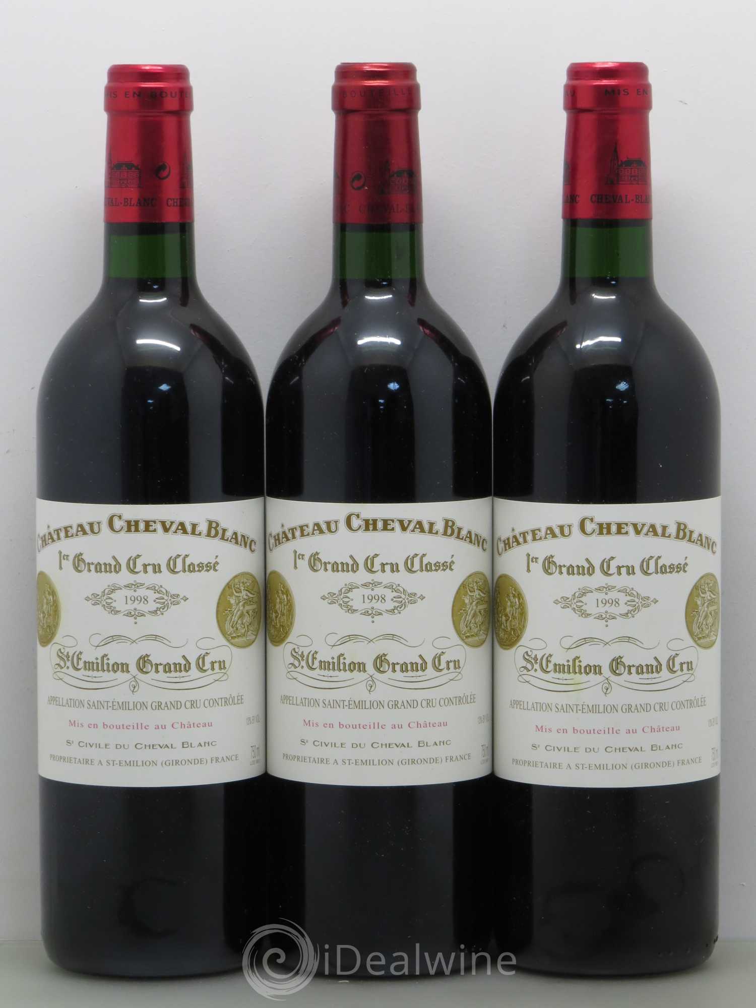 Château Cheval Blanc 1er Grand Cru Classé A 1998 - Lot de 3 bouteilles - 0