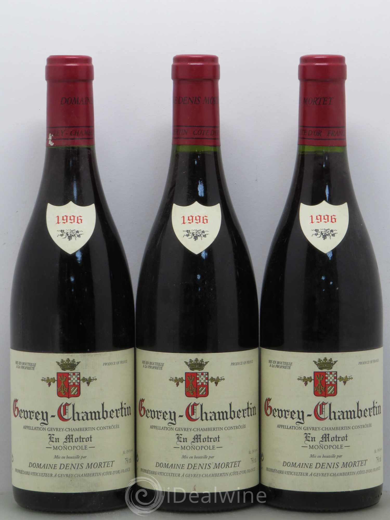 Gevrey-Chambertin En Motrot Denis Mortet (Domaine) 1996 - Lot de 3 bouteilles - 0