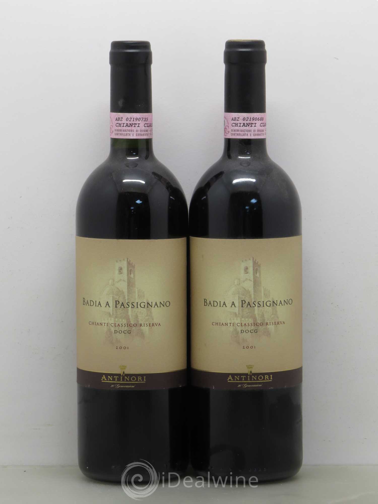 Chianti Classico Piero Antinori DOCG Badia a Passignano Riserva Marchesi Antinori 2001 - Lot de 2 bouteilles - 0