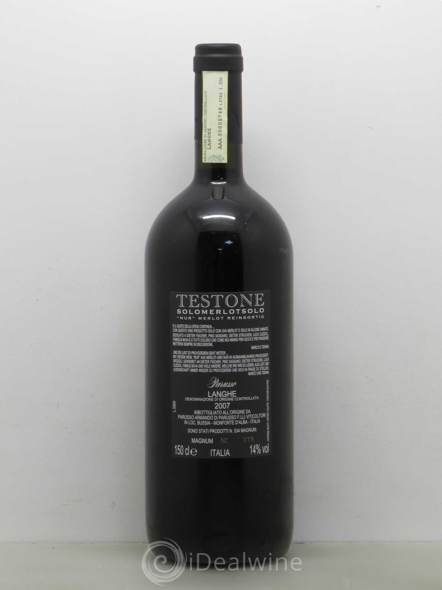Italie Testone Piémont Langhe Parusso 2007 - Posten von 1 Magnum - 1