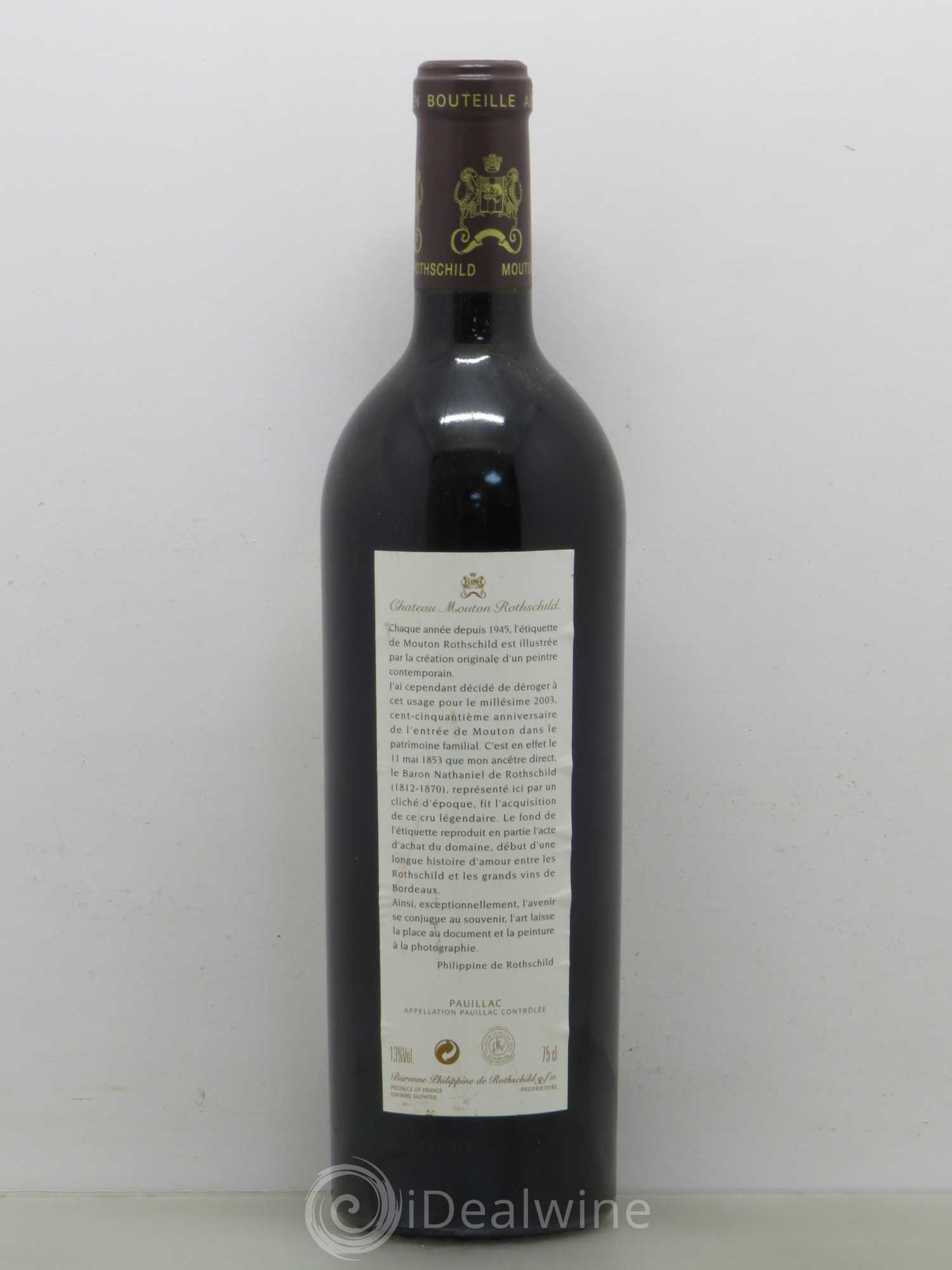 Château Mouton Rothschild 1er Grand Cru Classé 2003 - Lot de 1 bouteille - 1