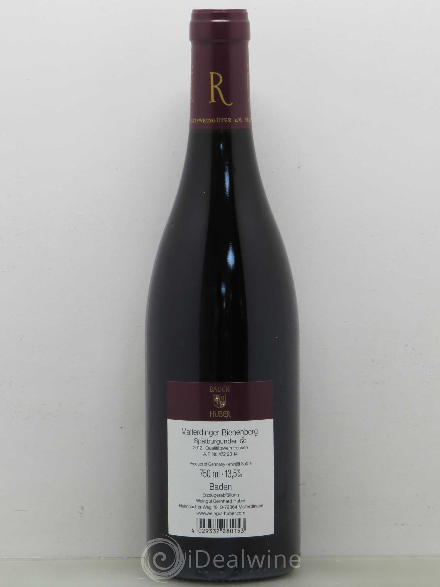 Allemagne Bienenberg Sparburgunder (pinot noir) R GG Prädikats Qualitätswein Trocken Bernard Huber Baden 2012 - Posten von 1 Flasche - 1