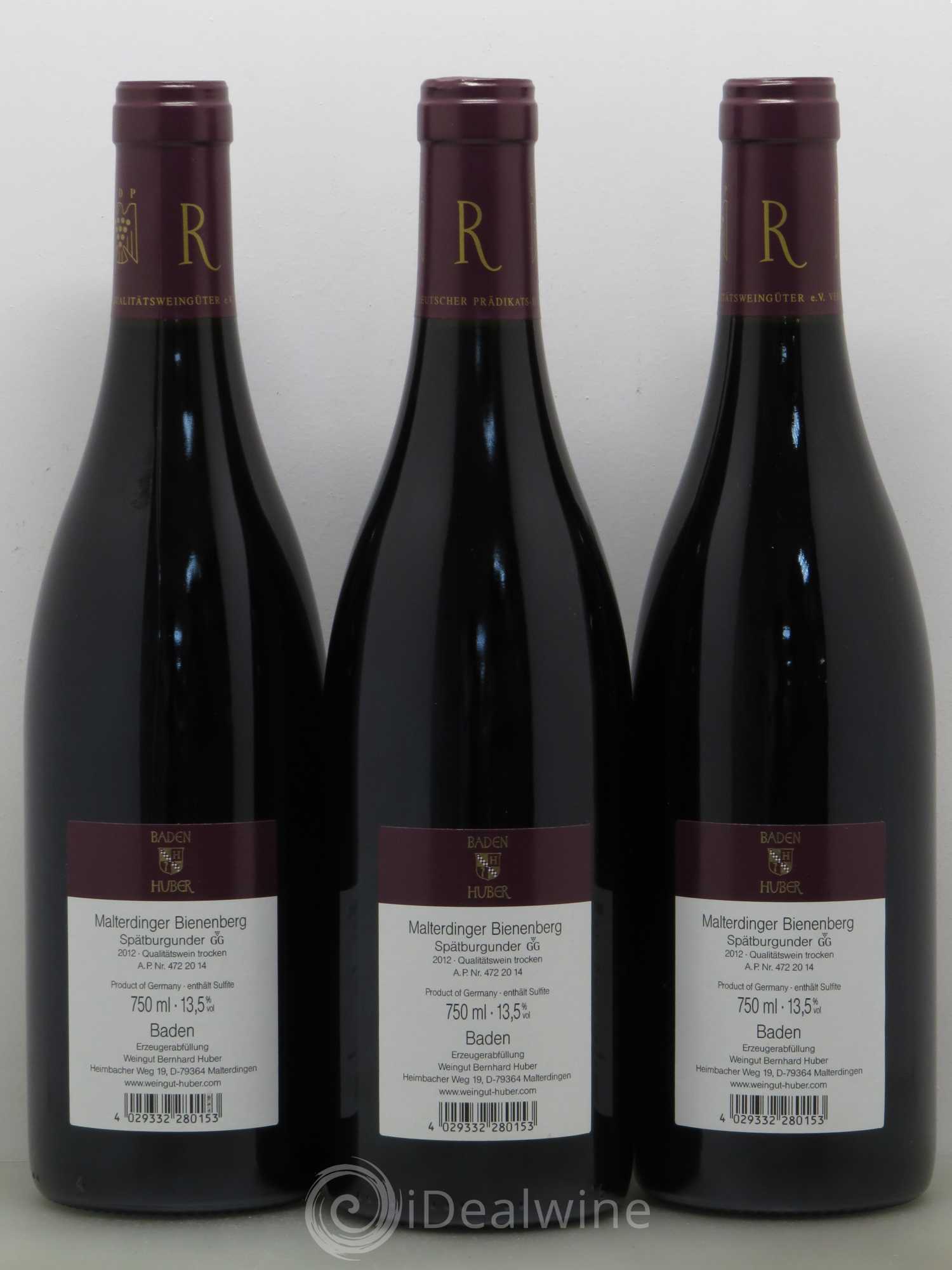 Allemagne Bienenberg Sparburgunder (pinot noir) R GG Prädikats Qualitätswein Trocken Bernard Huber Baden 2012 - Posten von 6 Flaschen - 4