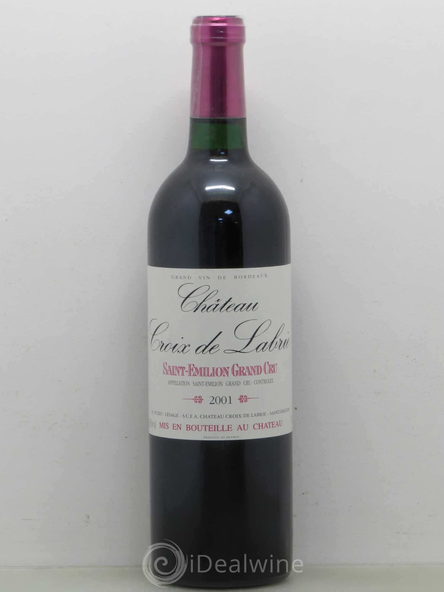 Château Croix de Labrie Grand Cru Classé 2001 - Lot de 1 bouteille - 0