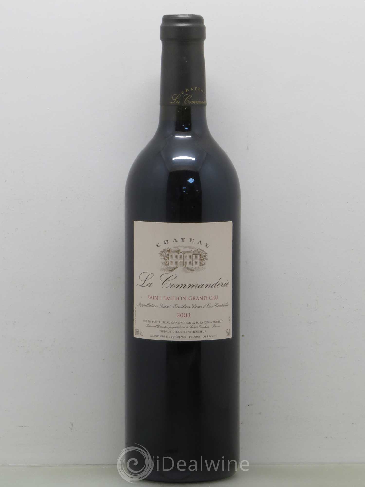 Château la Commanderie Grand Cru Classé 2003 - Lot de 1 bouteille - 0