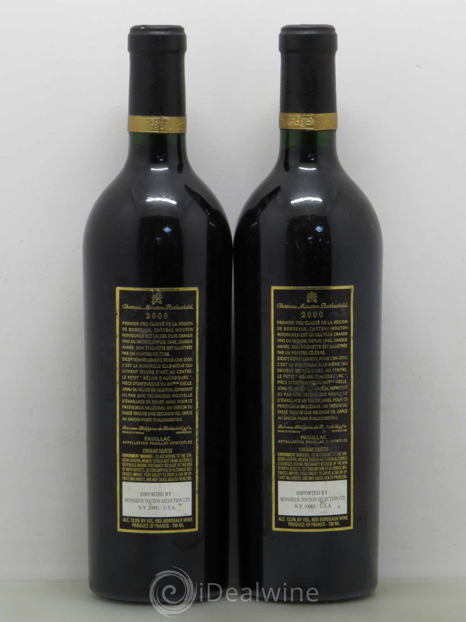 Château Mouton Rothschild 1er Grand Cru Classé 2000 - Lot de 2 bouteilles - 1