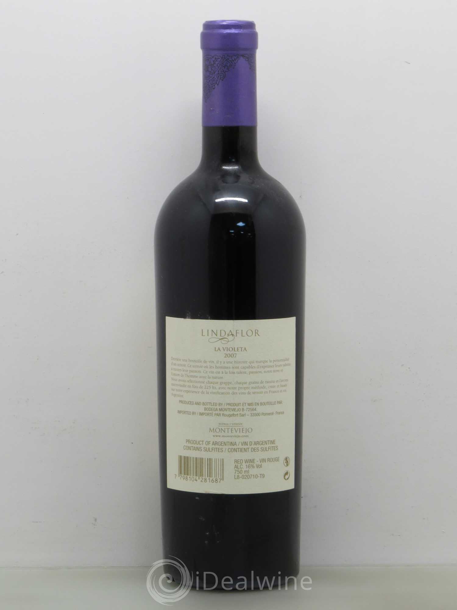 Mendoza Lindaflor La Violeta Malbec Mendoza Bodega Monteviejo 2007 - Lot de 1 bouteille - 1