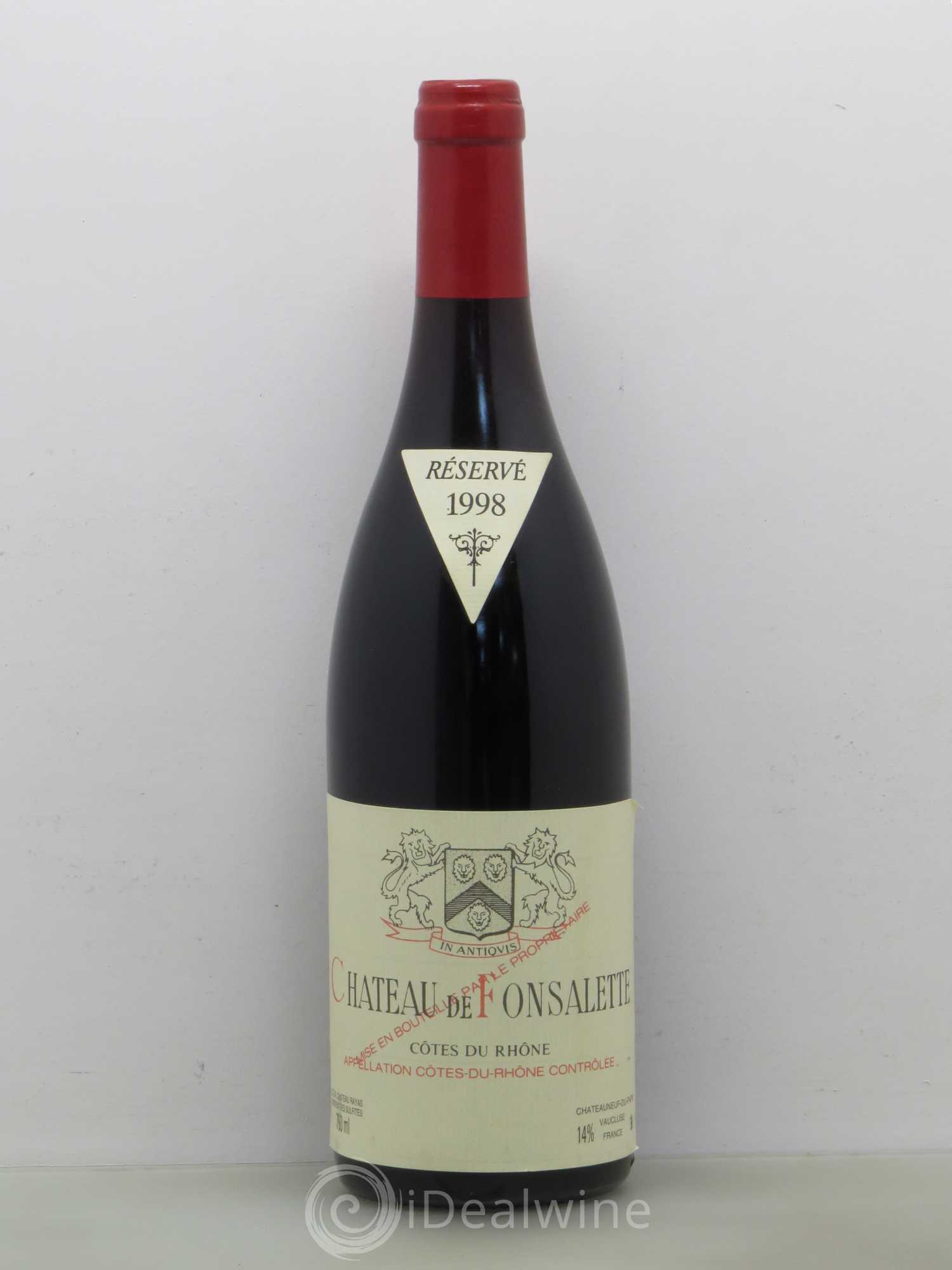 Côtes-du-Rhône Château de Fonsalette Emmanuel Reynaud 1998 - Lot de 1 bouteille - 0