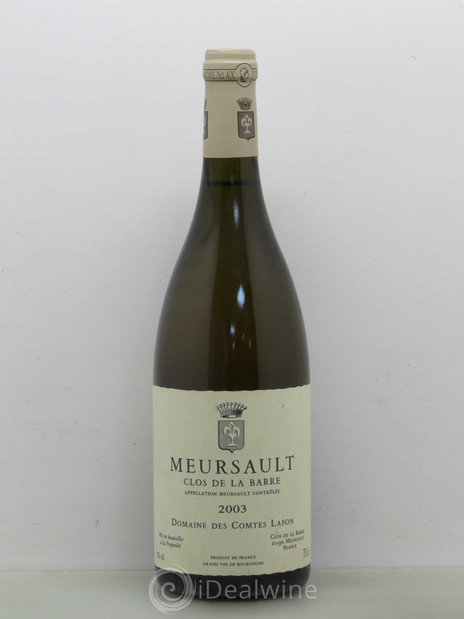 Meursault Clos de la Barre Comtes Lafon (Domaine des) 2003 - Lot de 1 bouteille - 0