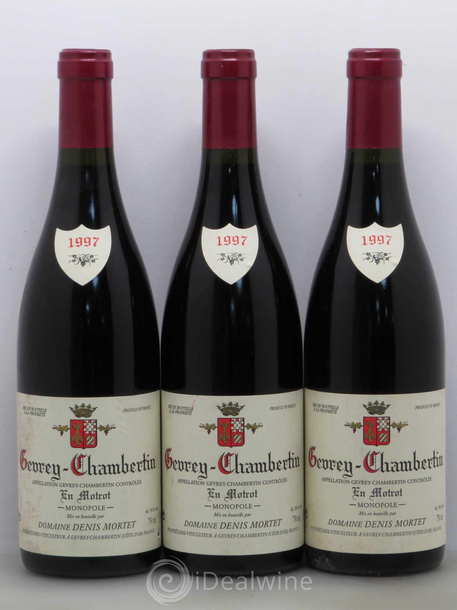 Gevrey-Chambertin En Motrot Denis Mortet (Domaine) 1997 - Lot de 3 bouteilles - 0
