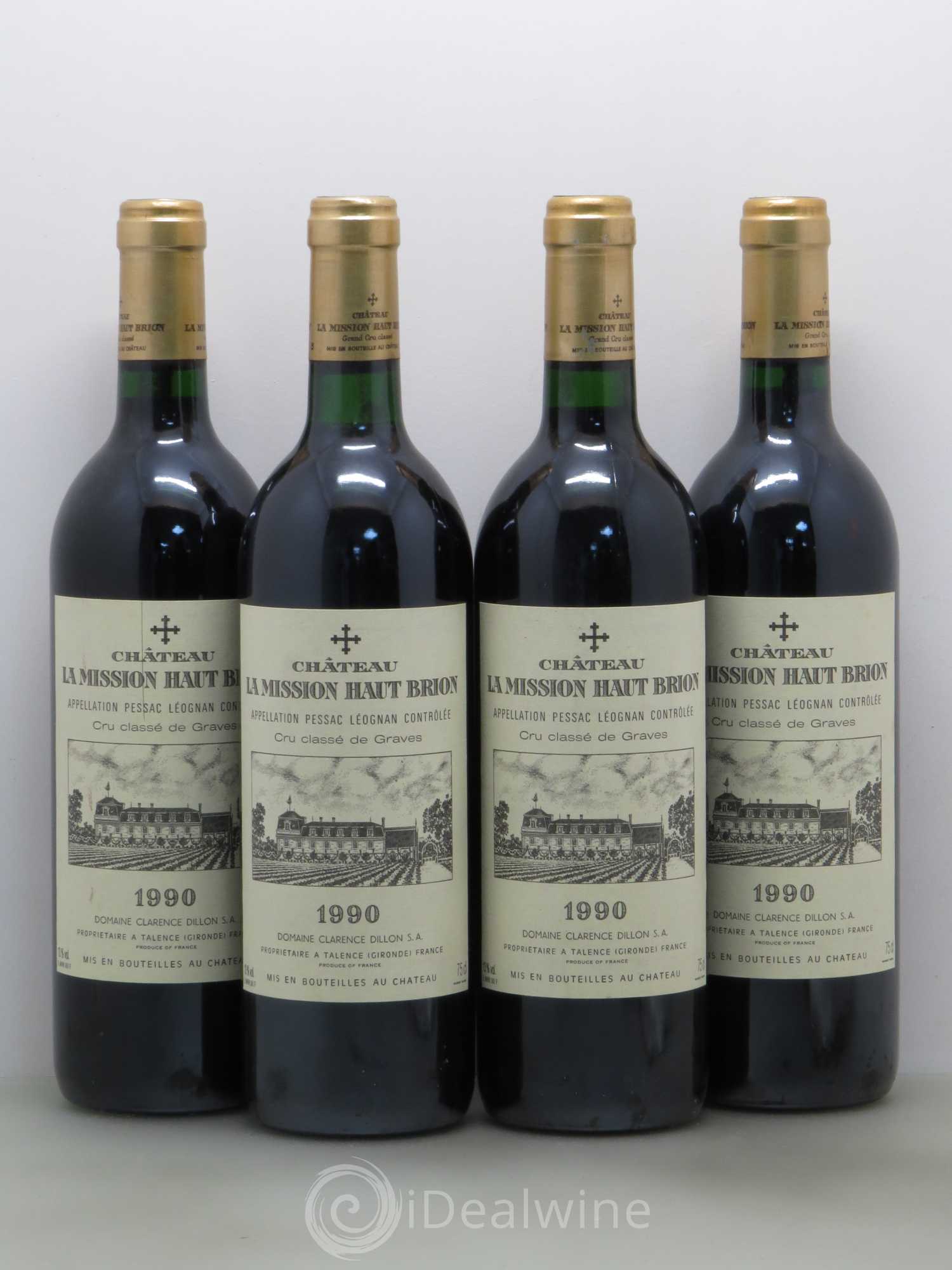 Château la Mission Haut-Brion Cru Classé de Graves 1990 - Lot de 4 bouteilles - 0