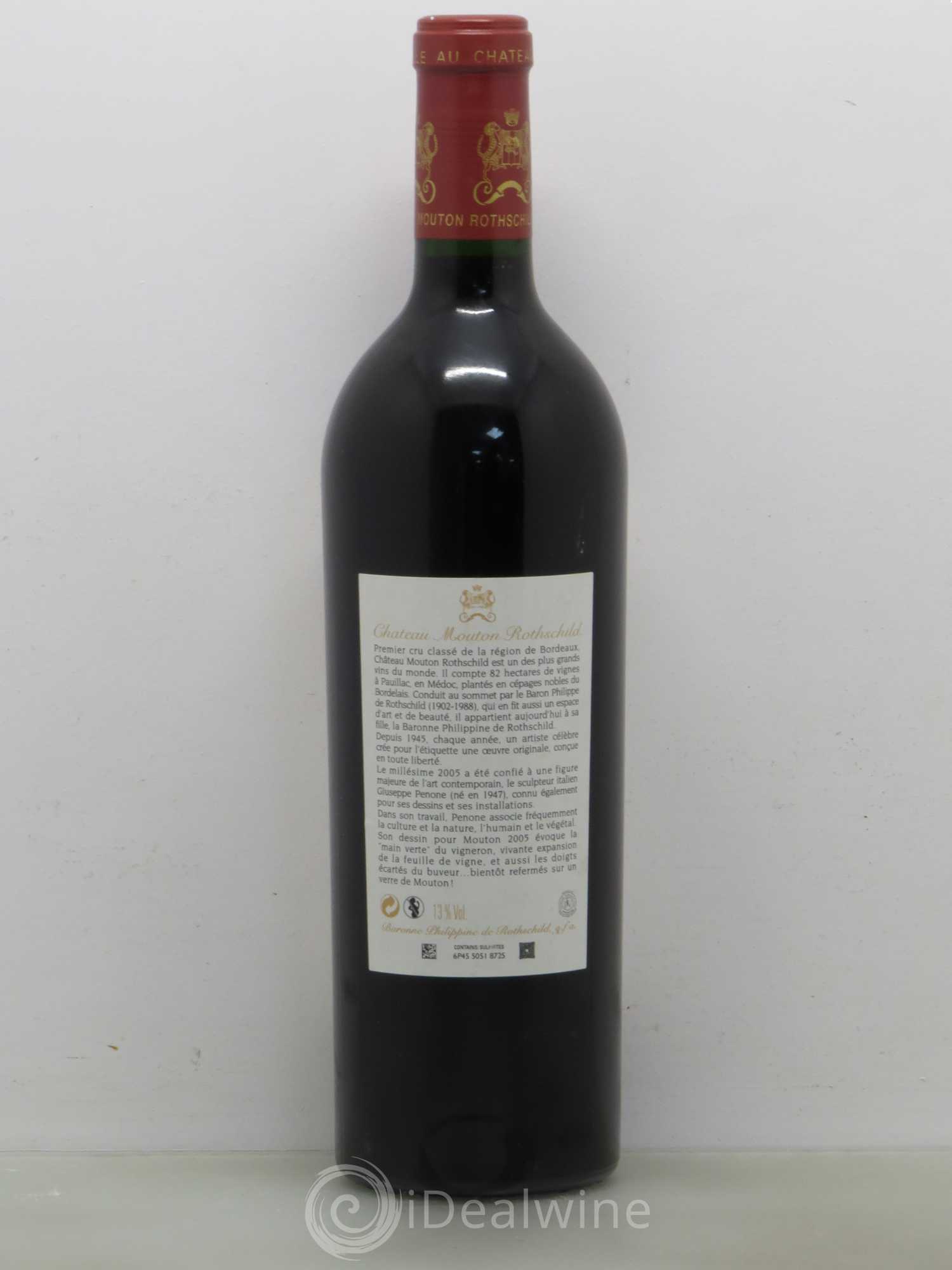 Château Mouton Rothschild 1er Grand Cru Classé 2005 - Lot de 1 bouteille - 1