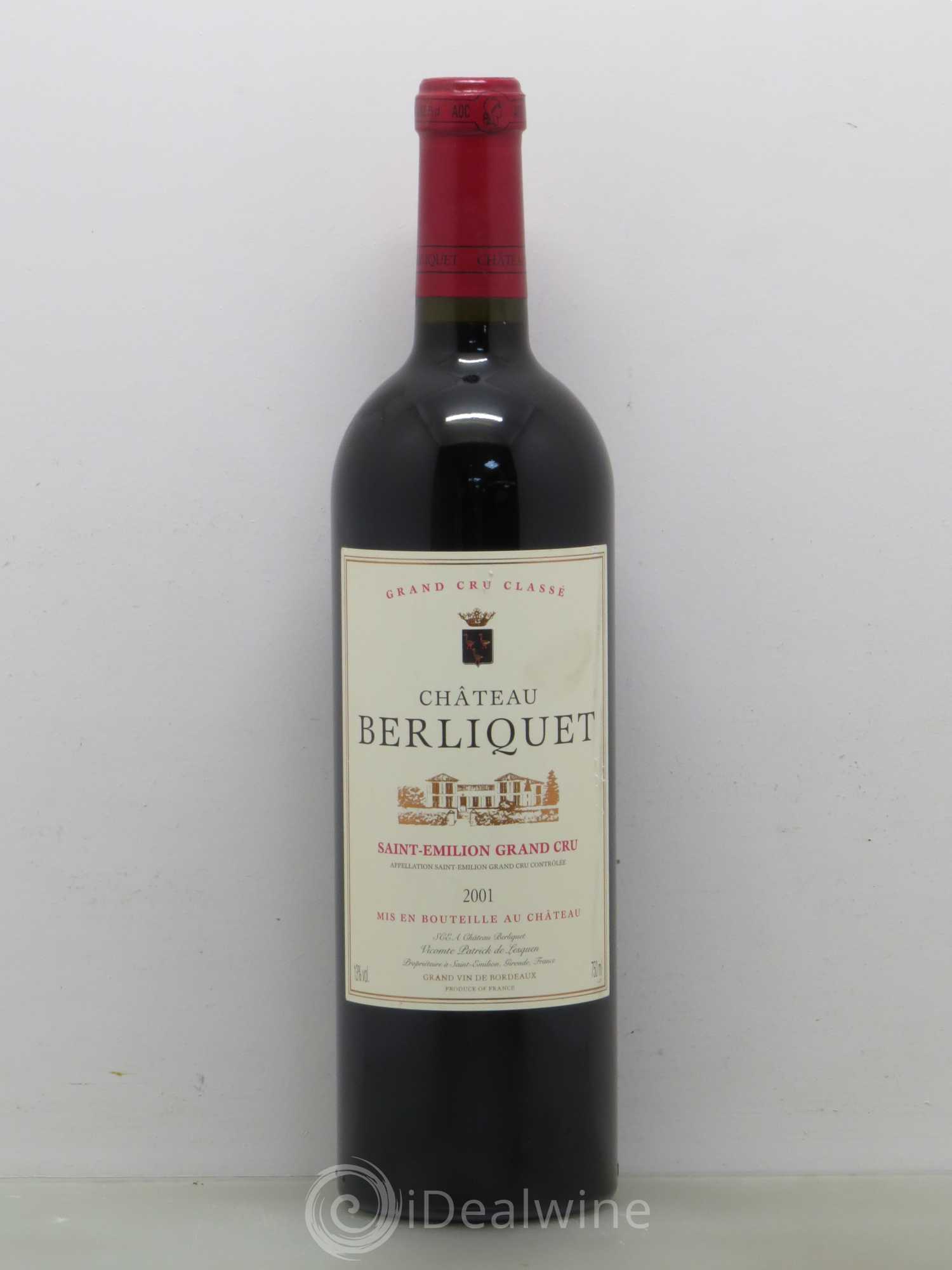Château Berliquet Grand Cru Classé 2001 - Lot de 1 bouteille - 0