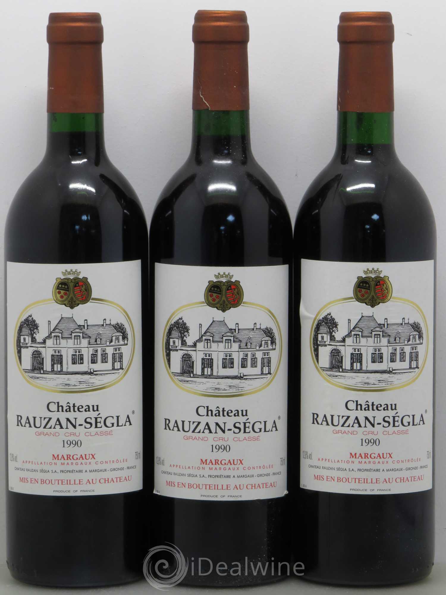 Château Rauzan Ségla Grand Cru Classé 1990 - Lot de 3 bouteilles - 0