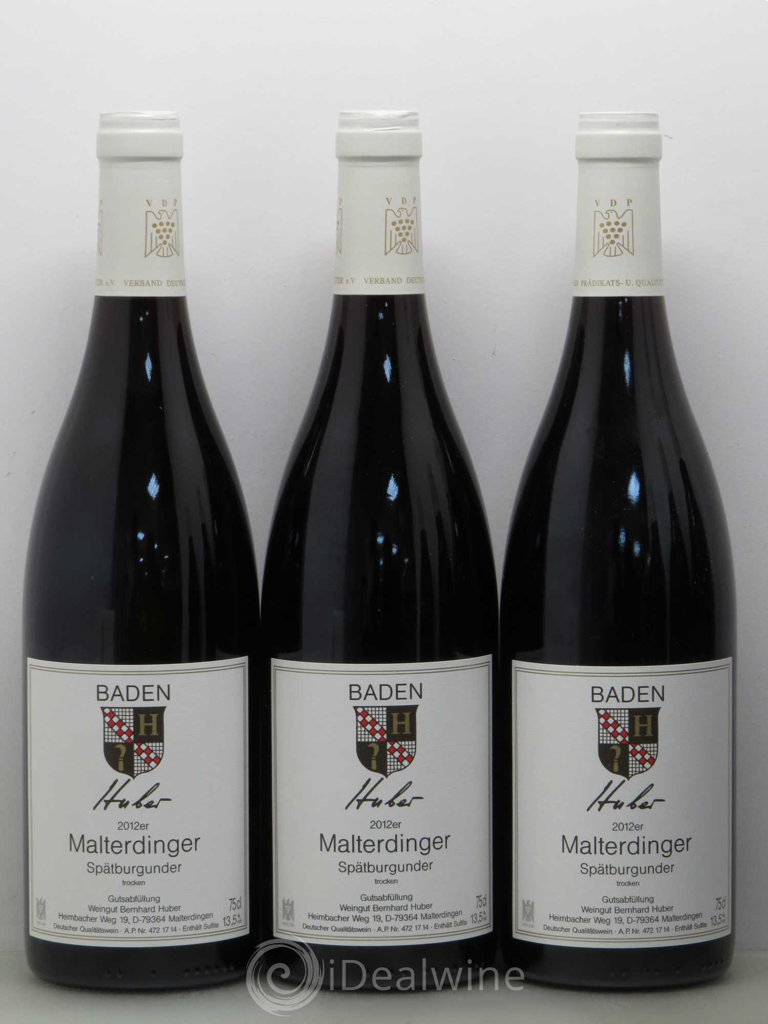 Allemagne Huber Bernhard Malterdinger Spätburgunder 2012 - Lot de 6 bouteilles - 1