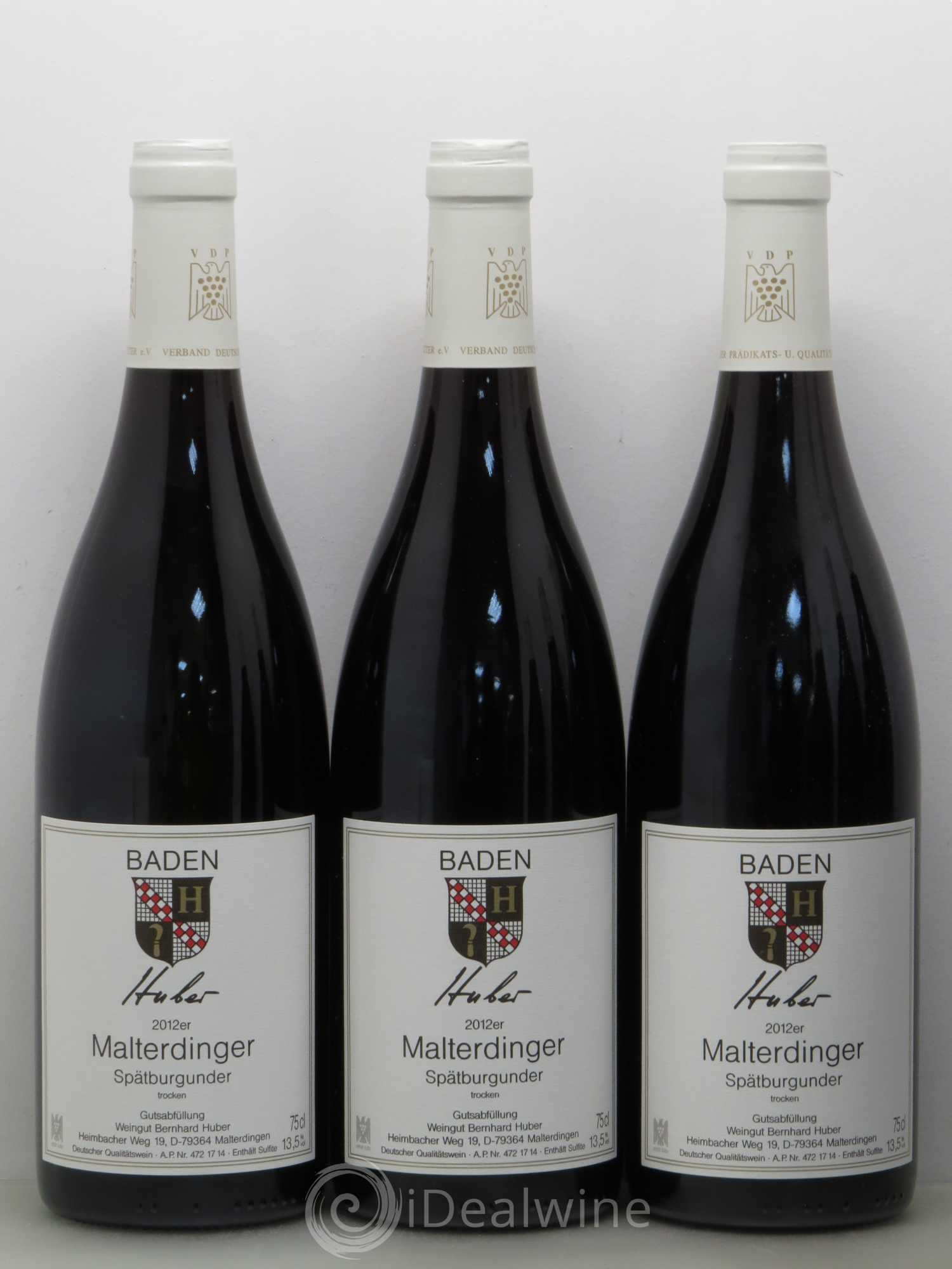 Allemagne Huber Bernhard Malterdinger Spätburgunder 2012 - Lot de 6 bouteilles - 2