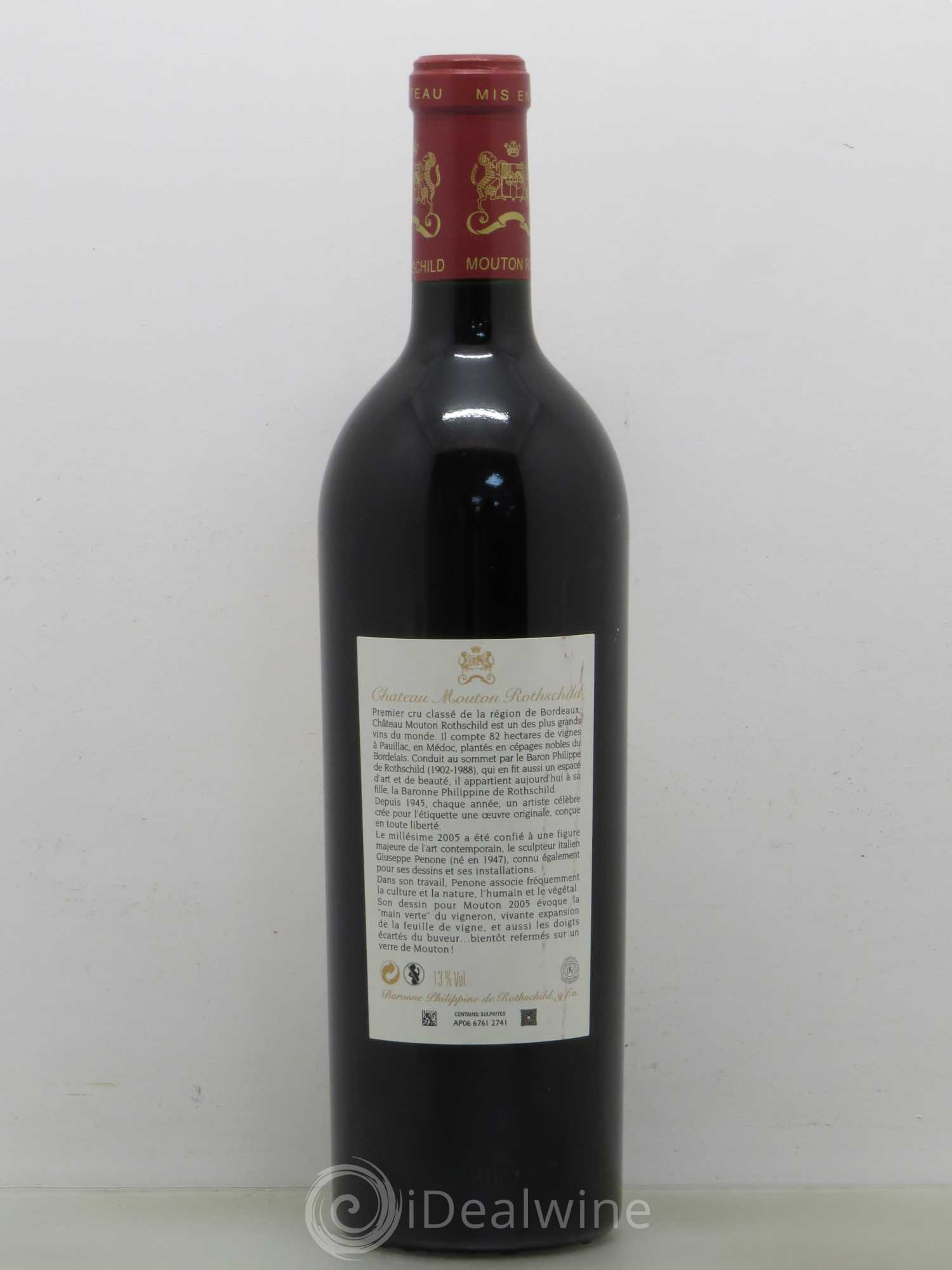 Château Mouton Rothschild 1er Grand Cru Classé 2005 - Lot de 1 bouteille - 1